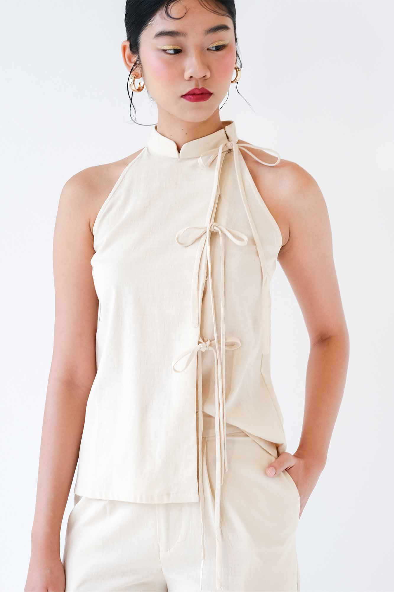 Ecru Halter Top & Pants Set