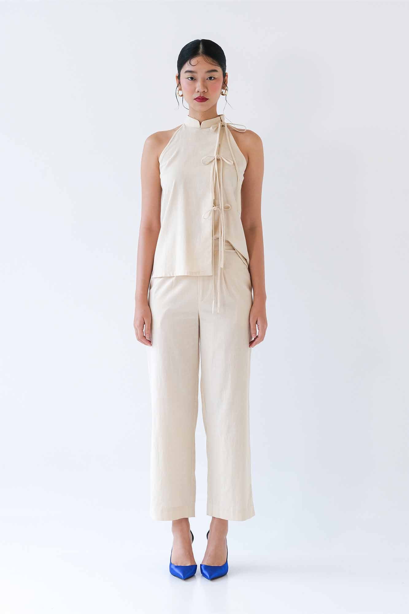 Ecru Halter Top & Pants Set