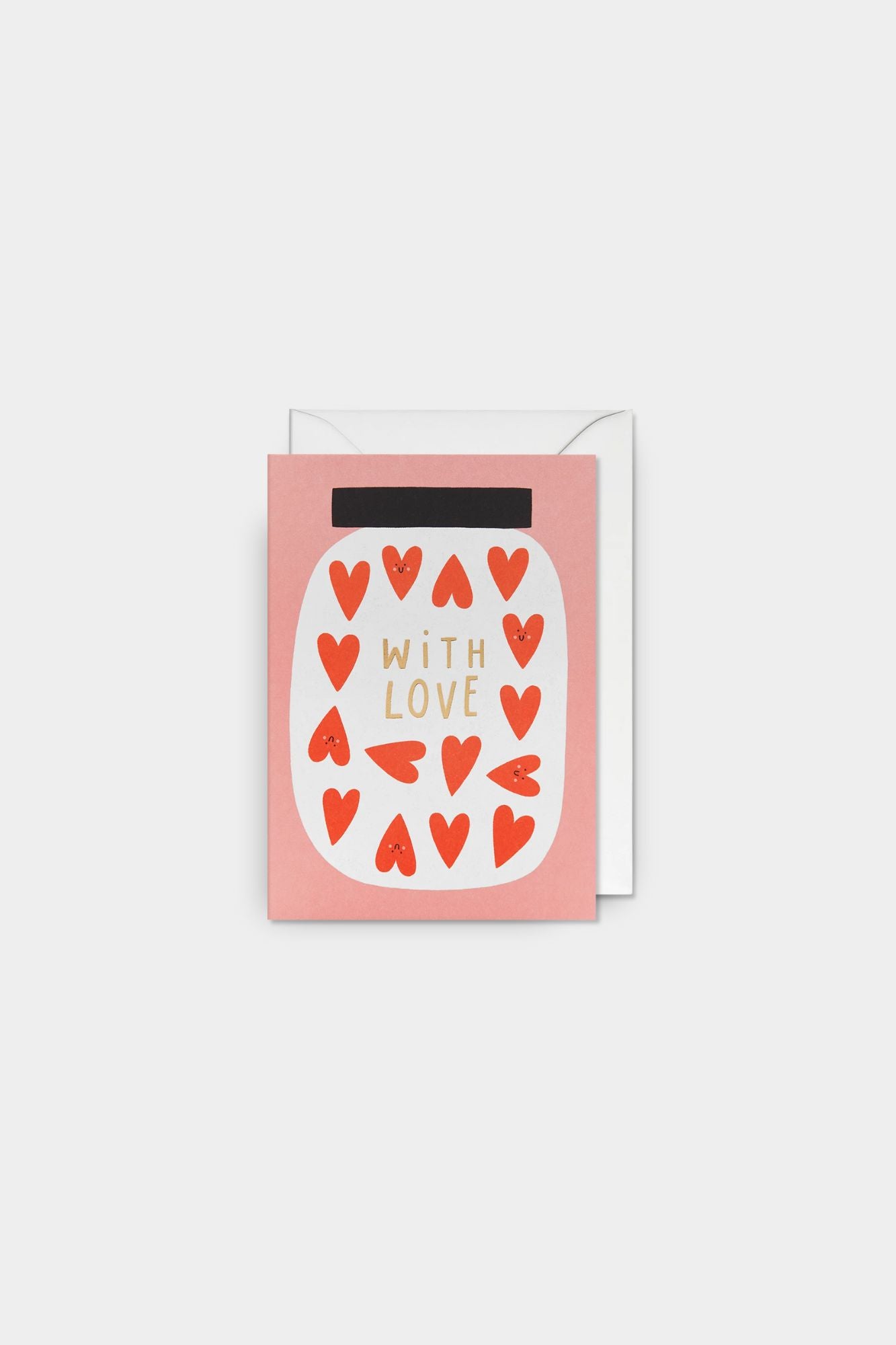 With Love Jar of Hearts Illustration Greeting Card