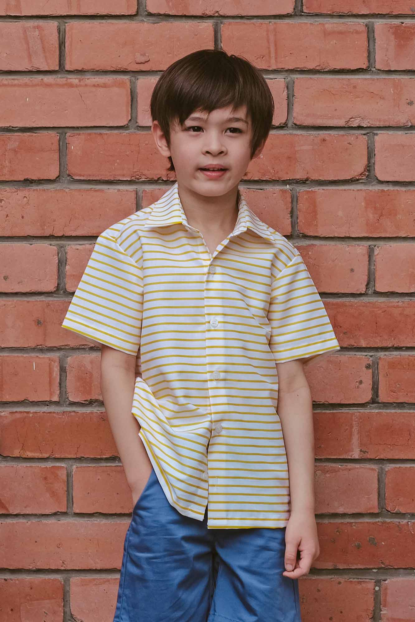 Lemon Stripe Collared Shirt