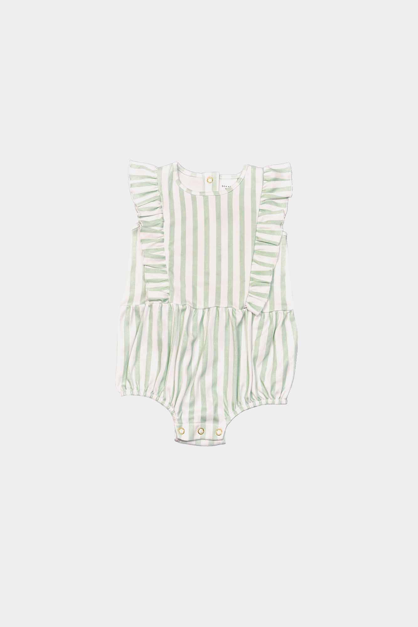 Melon Striped Ruffled Bloomers Playsuit