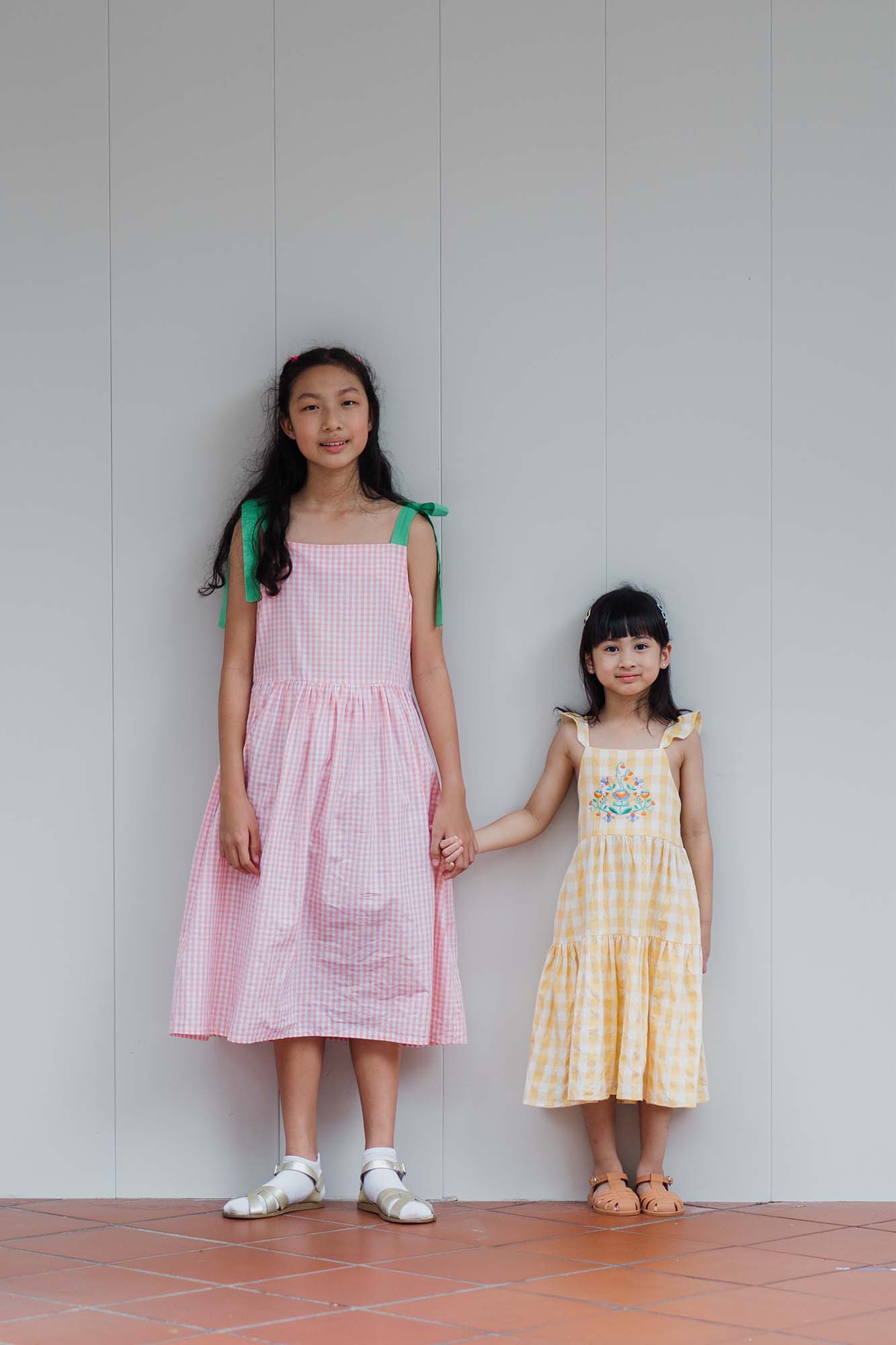 Peach Check Chloe Dress