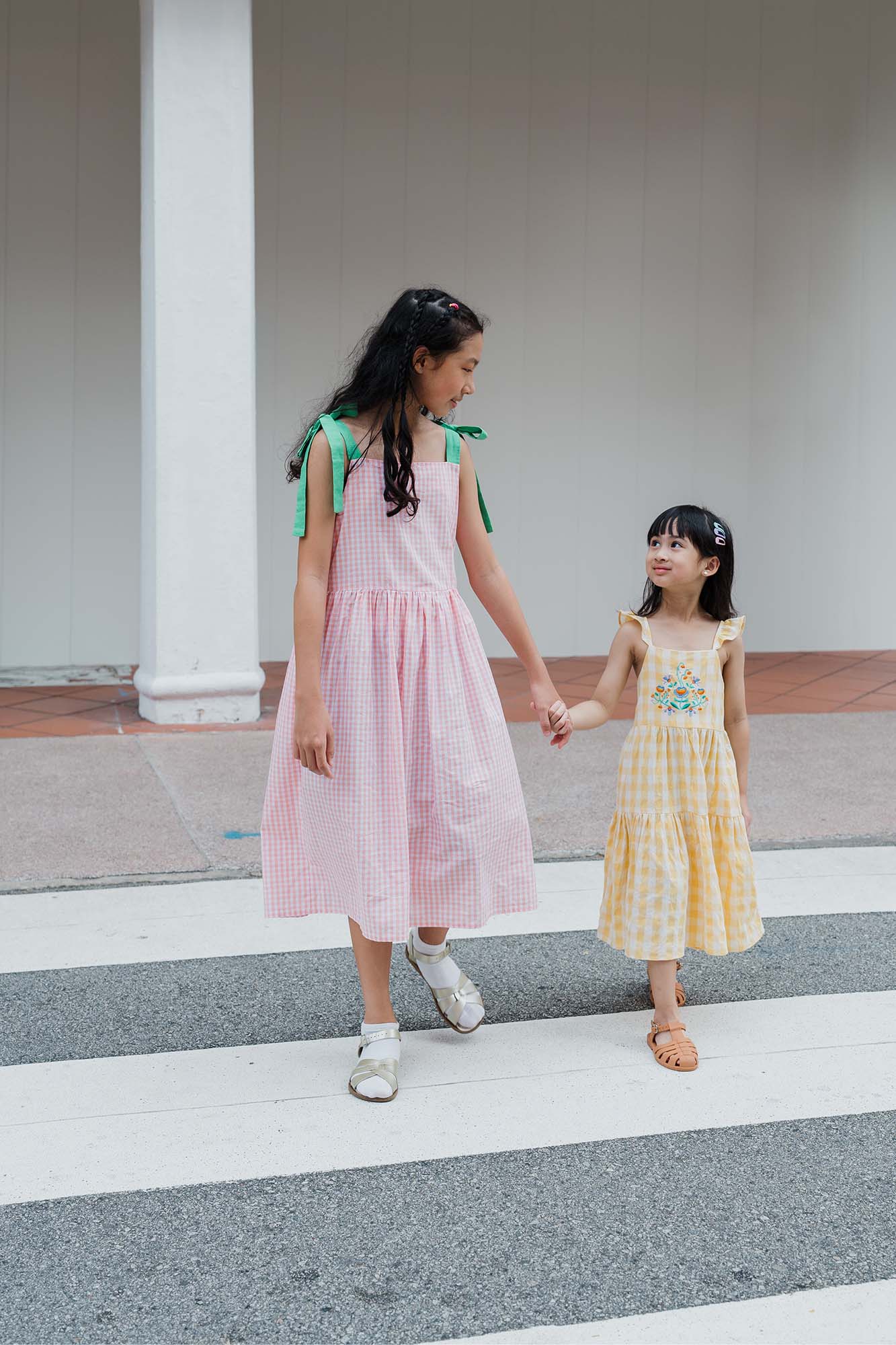 Peach Check Chloe Dress