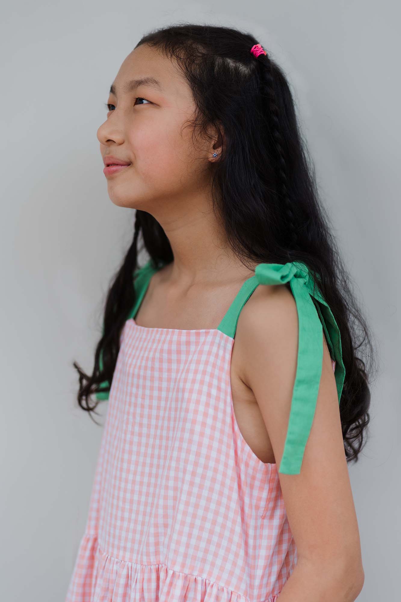 Peach Check Chloe Dress
