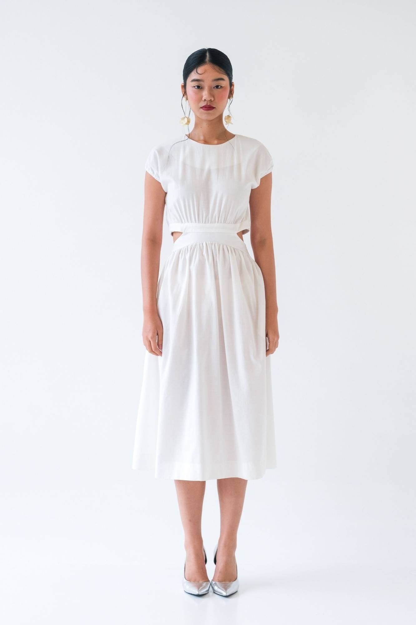 pearl cut out dress Plunge Neck Cut Out Pearl Shell Trim Detail Maxi Dress In Blue | EGO US
