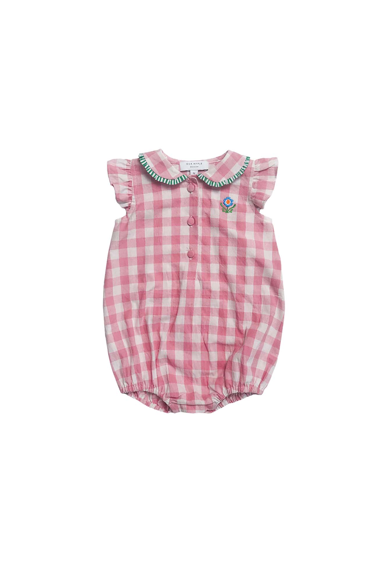 Pink Check Peter Pan Playsuit