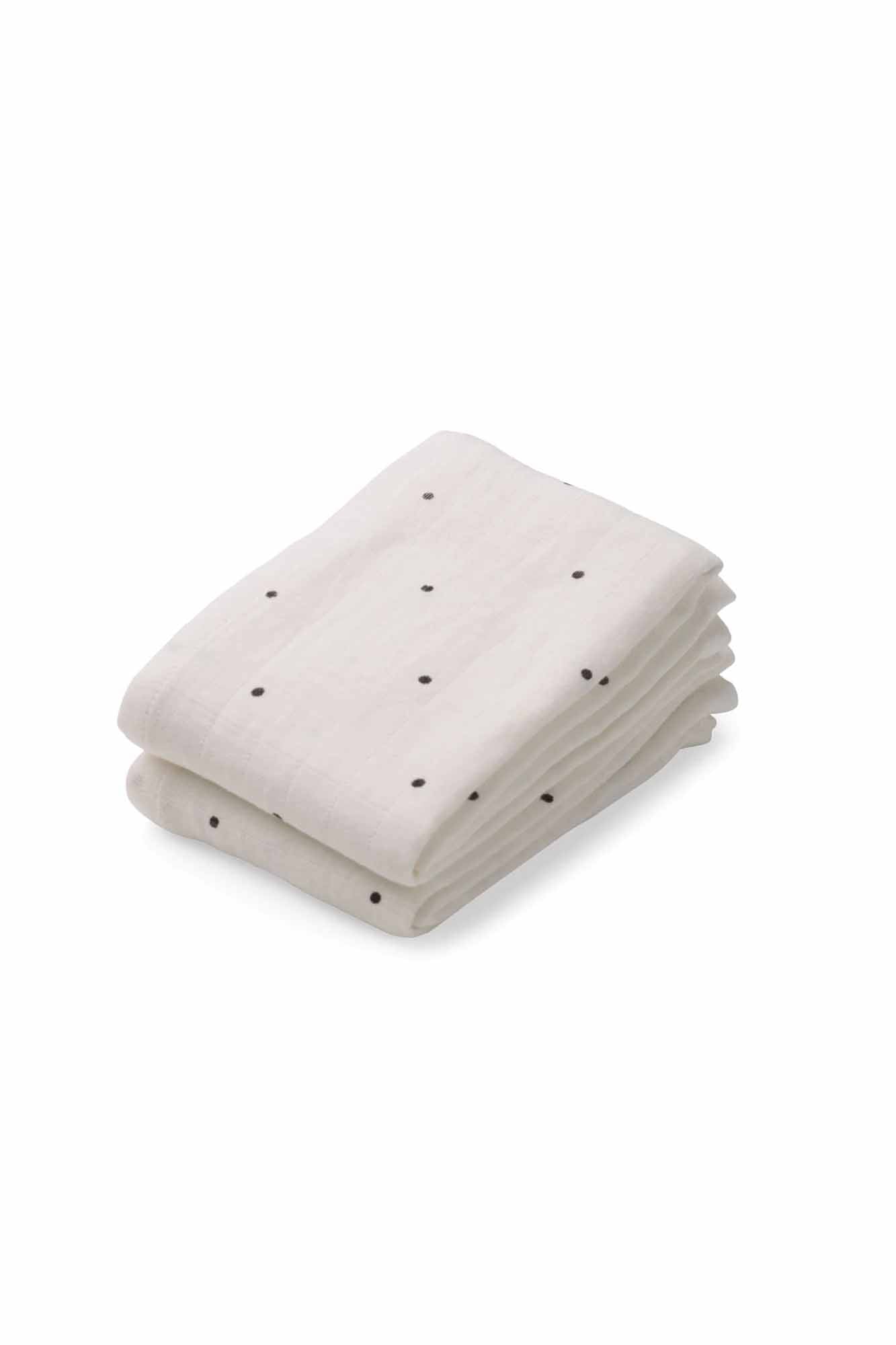 Personalisable Liewood Classic Dot Creme De La Creme Lewis Muslin Cloth 2-pack