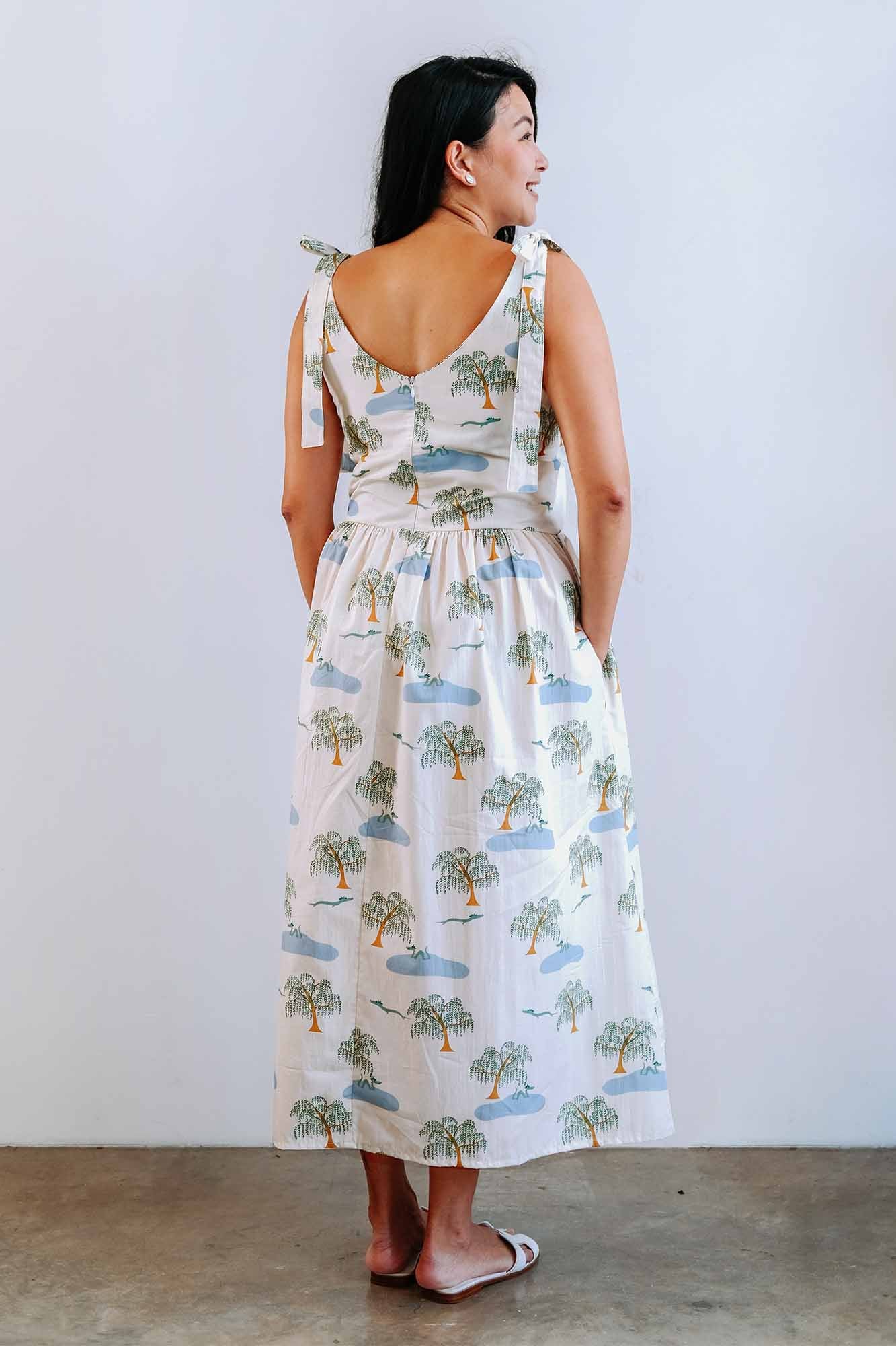 Cloud In Spring Ladies Shoulder Tie Dress