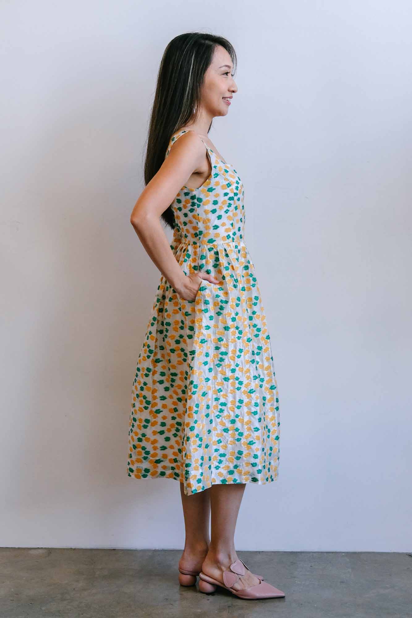 Dancing Floret Organza Scoop Back Dress