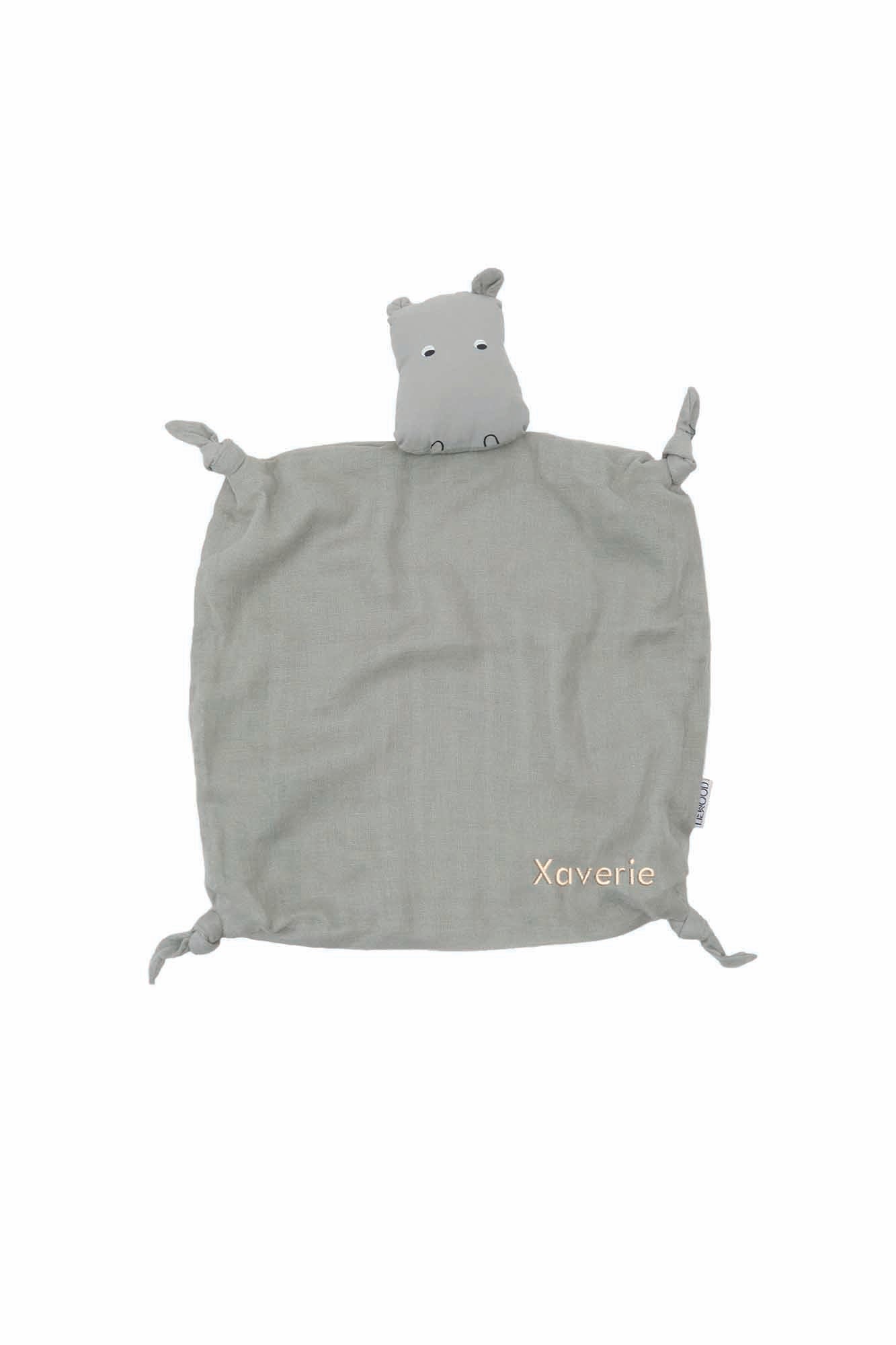 Personalisable Liewood Hippo Dove Blue Agnete Cuddle Cloth