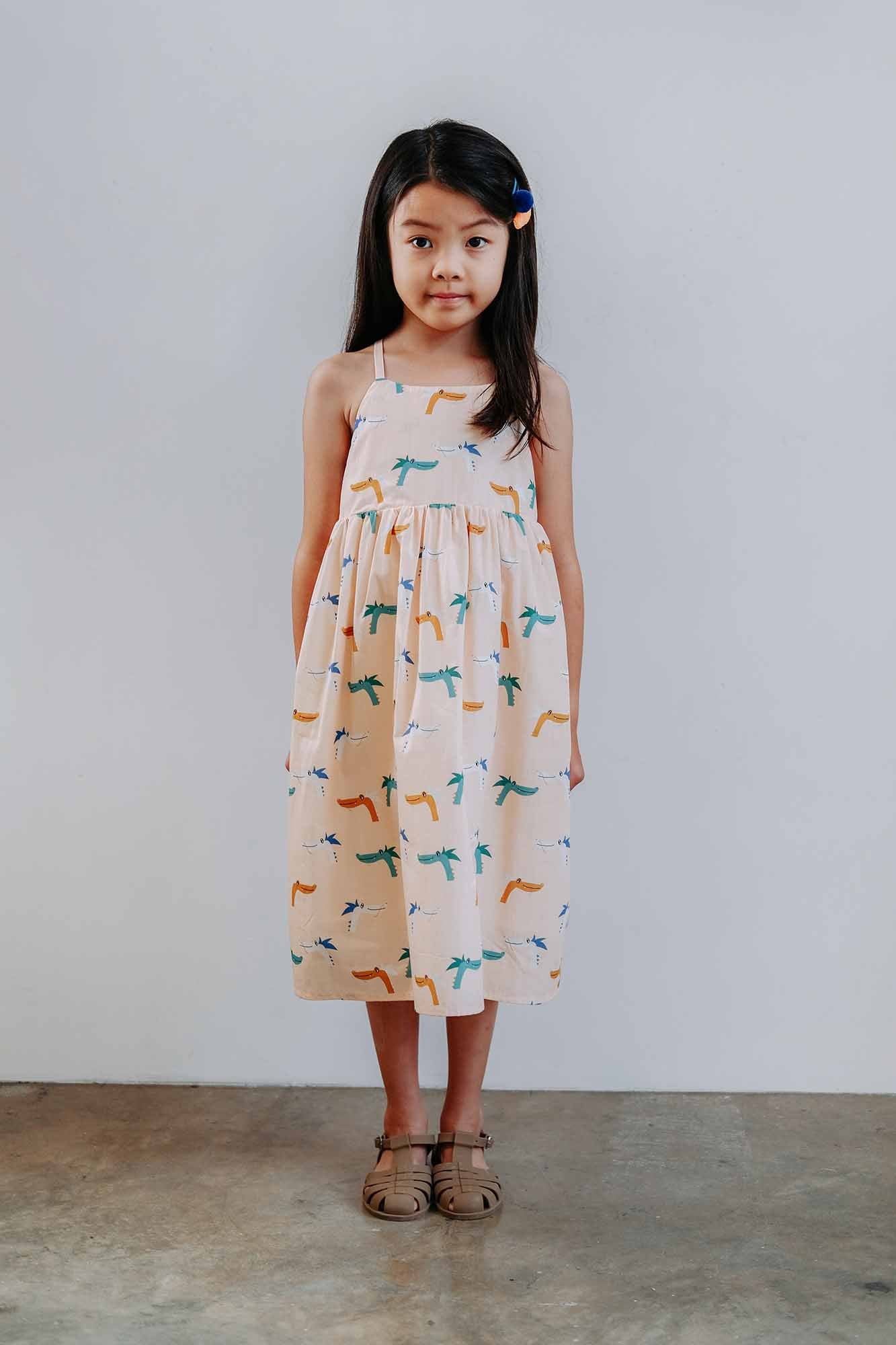 Peach Dragon Midi Dress