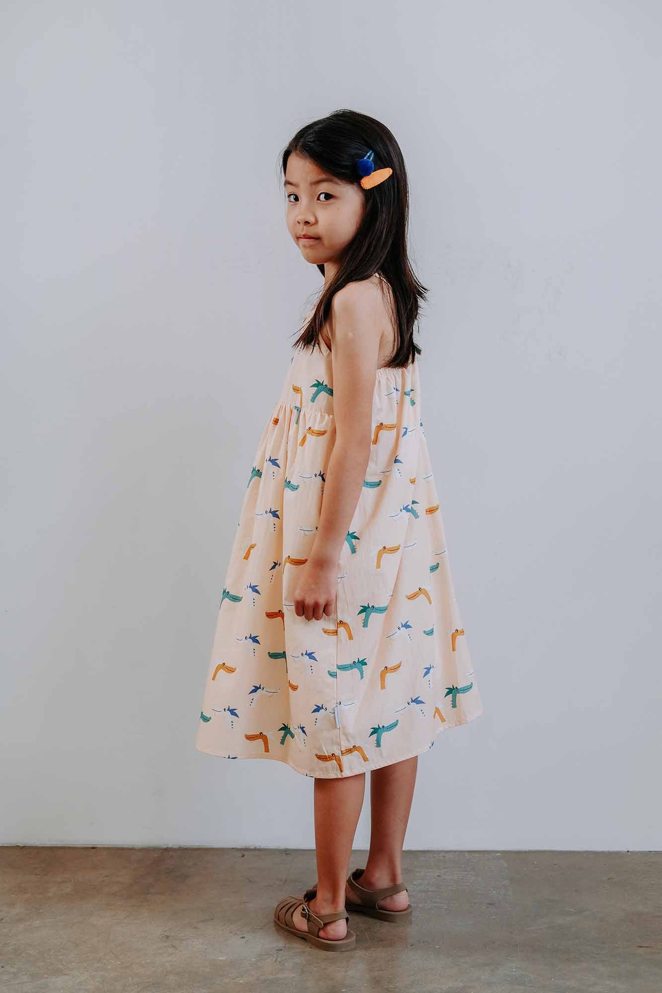 Peach Dragon Midi Dress