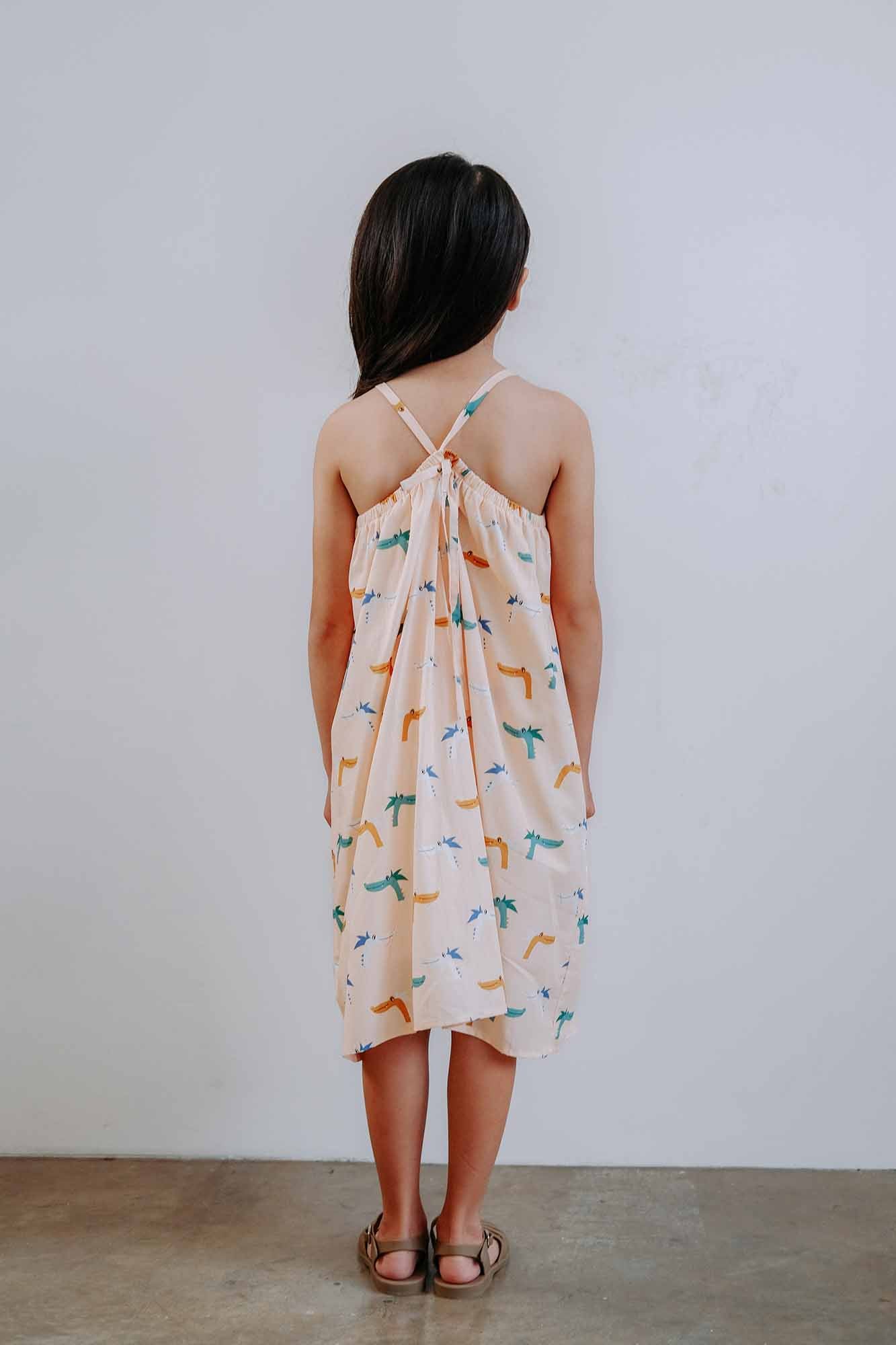 Peach Dragon Midi Dress