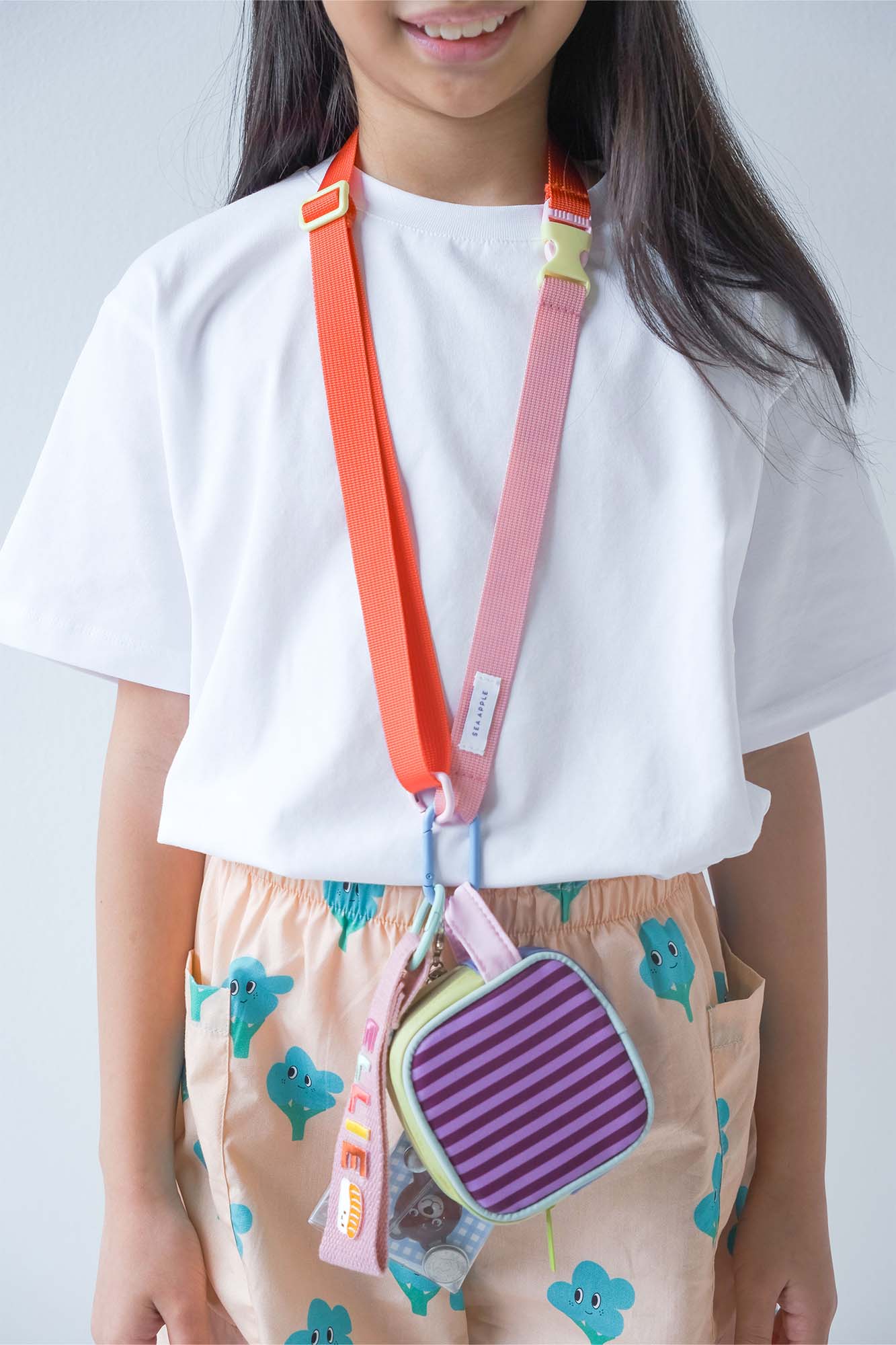 Personalisable Plum Stripe Block Pouch