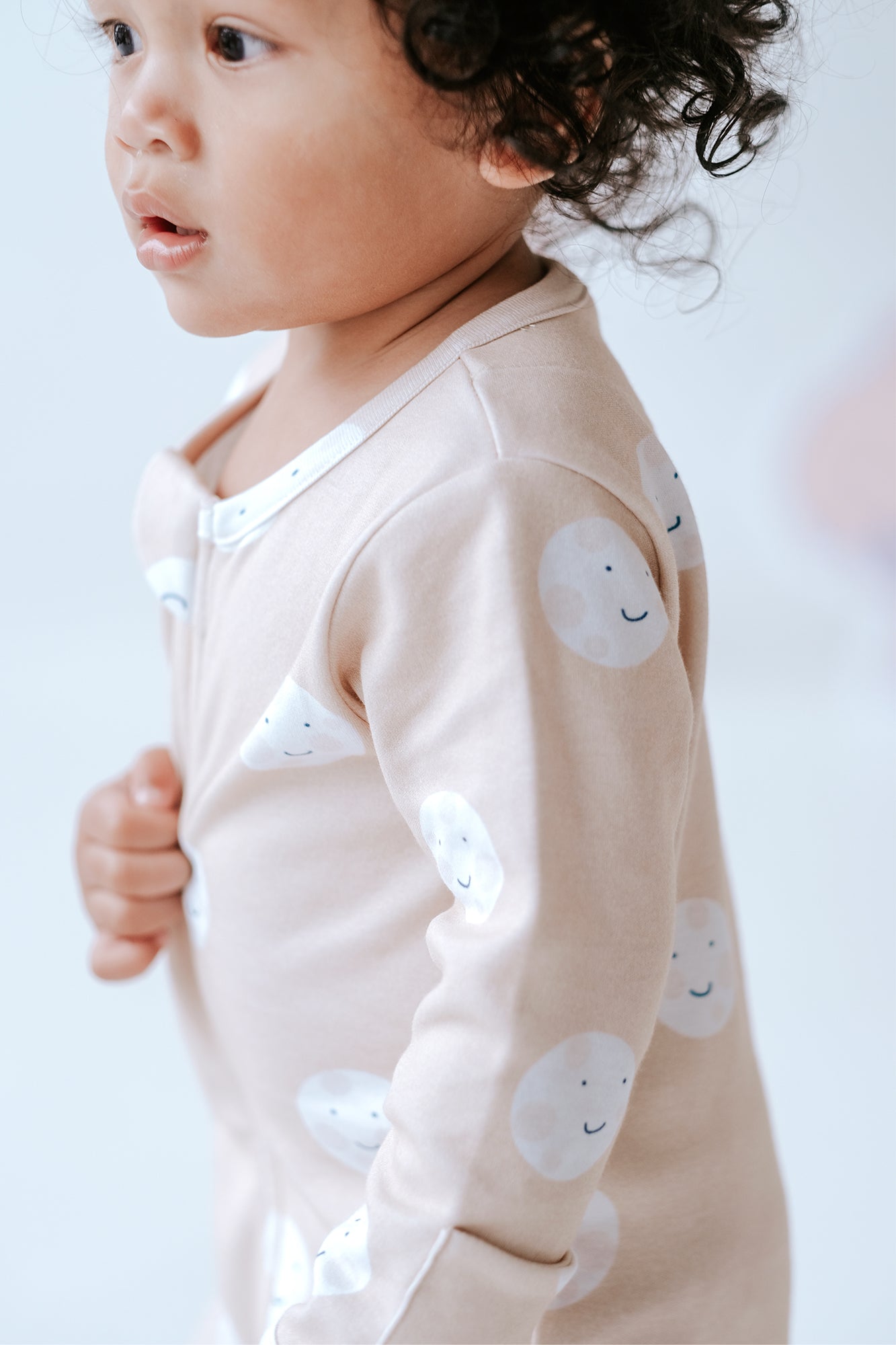 Happy Moon Beige Baby Sleepsuit