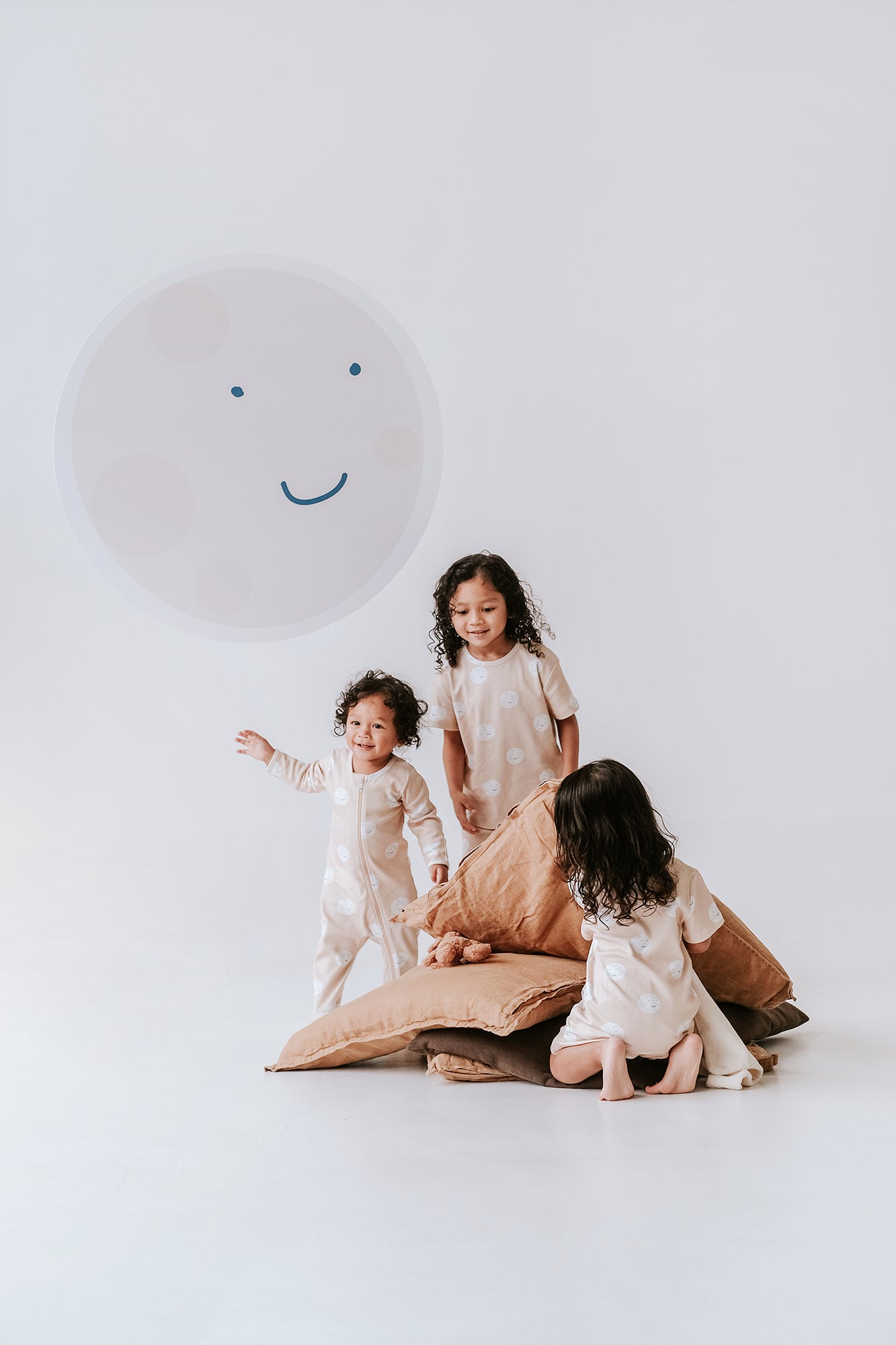 Happy Moon Beige Pyjamas Top & Shorts Set