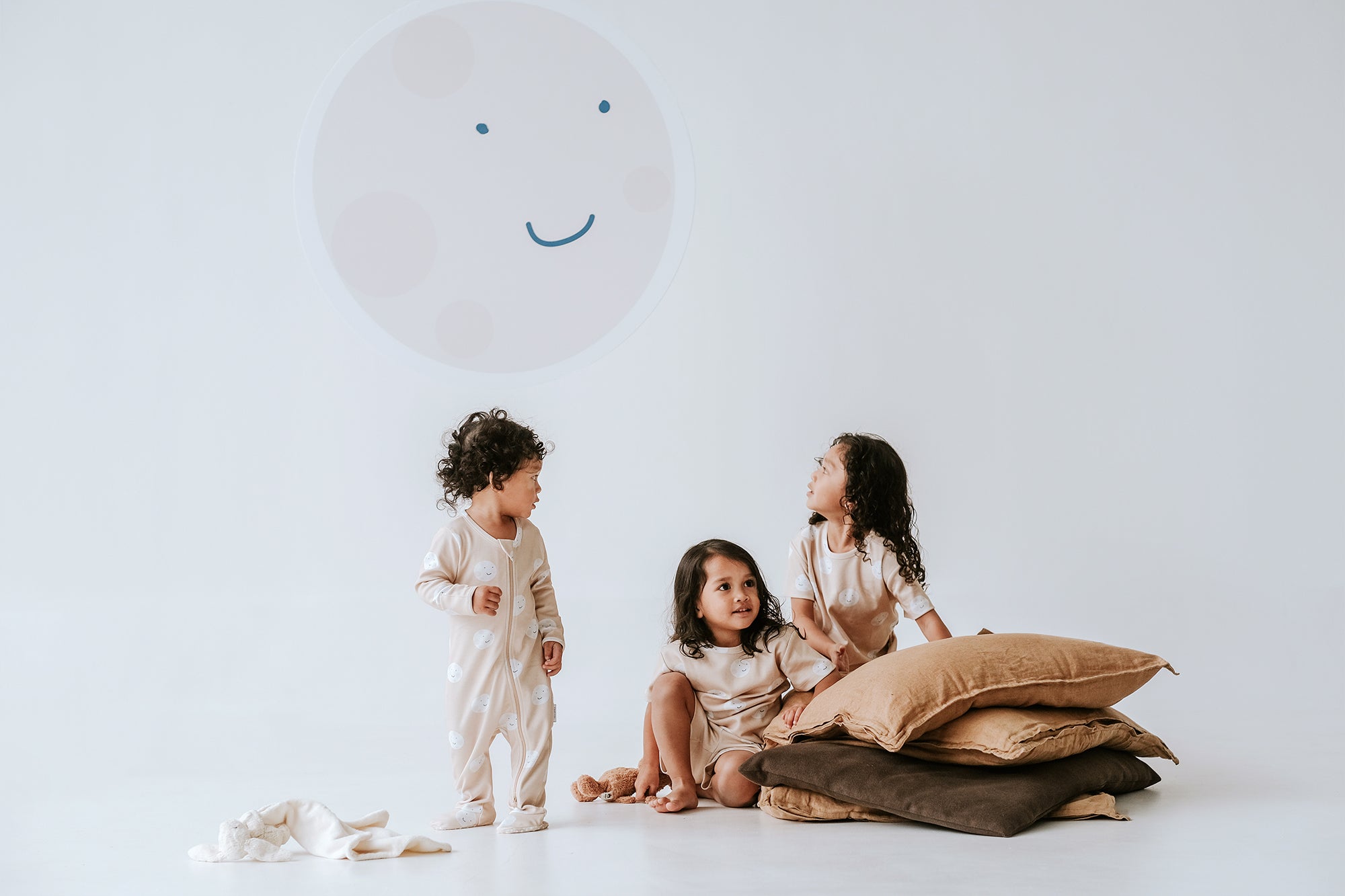 Happy Moon Beige Baby Sleepsuit