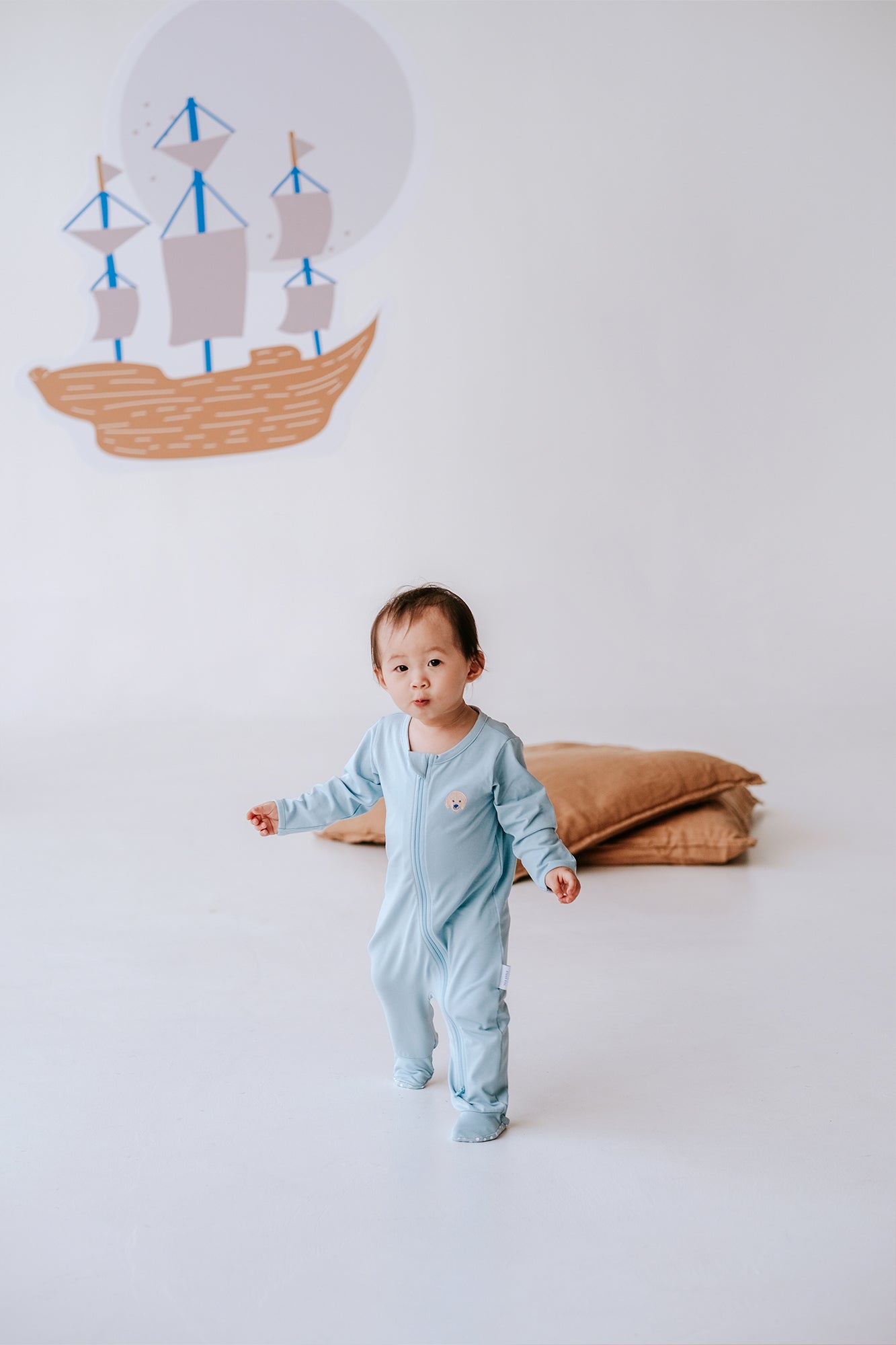 Puppy Blue Baby Sleepsuit