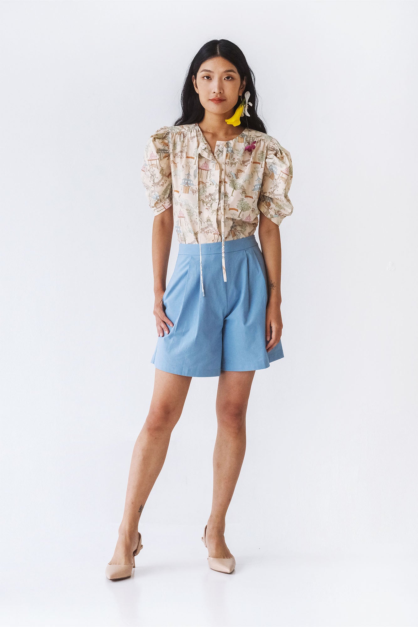 Blue Pea Organic Flared Shorts