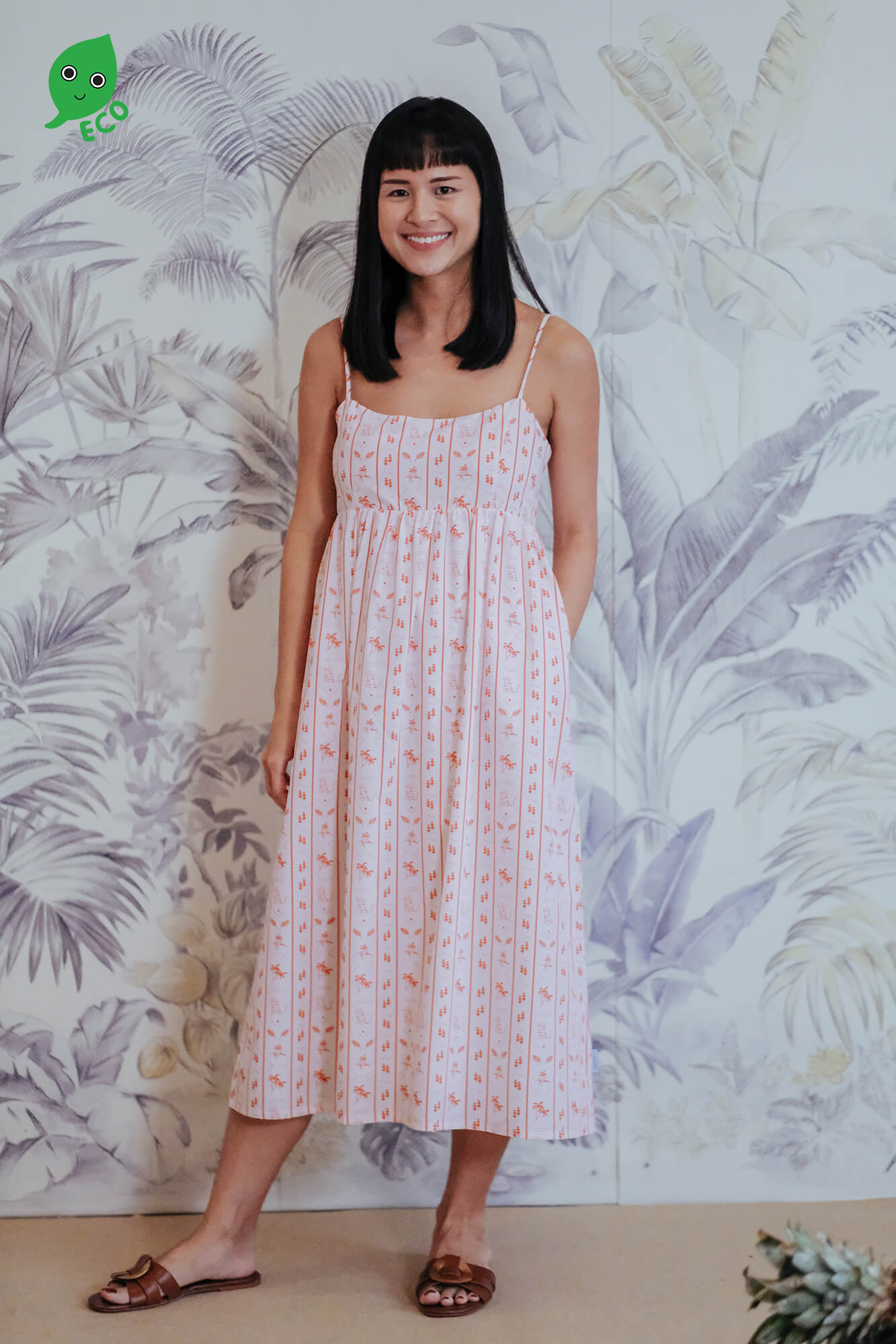 Tiger Stripe Blush Ladies Midi Dress - Sea Apple