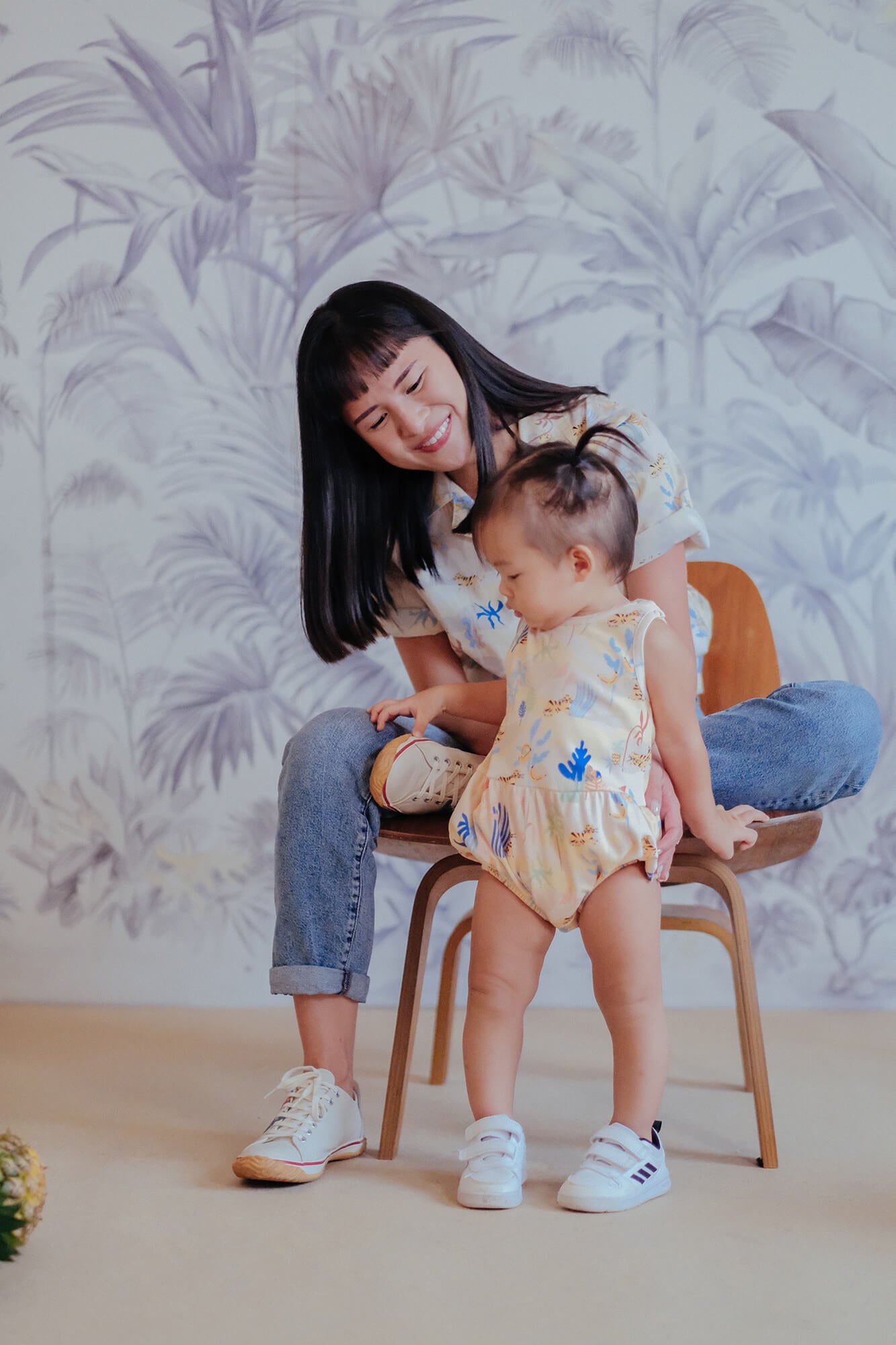 Tiger In The Forest Cream Bloomers Playsuit - Sea Apple