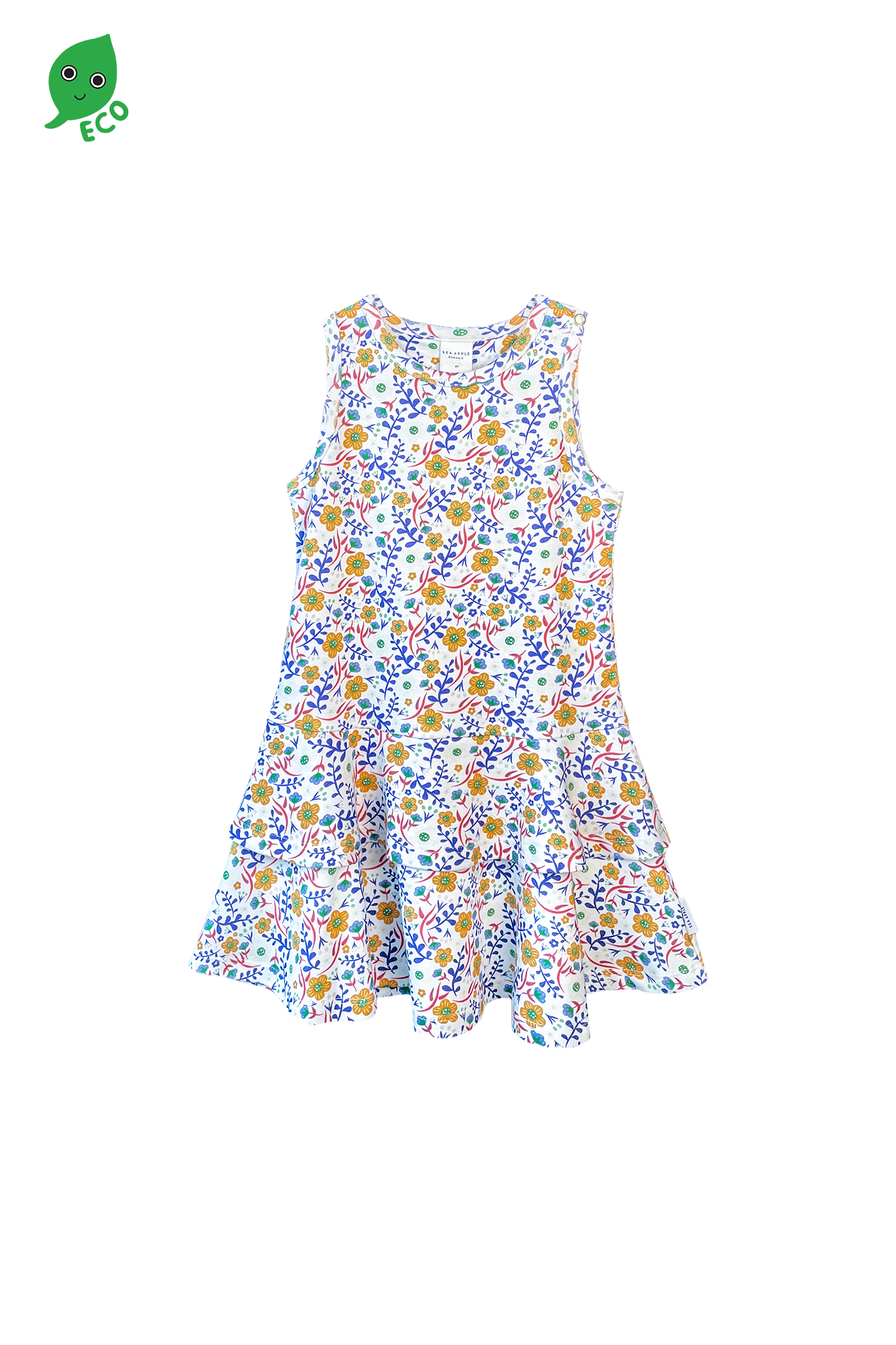 Folksy Flower Two Tiered Sleeveless Dress