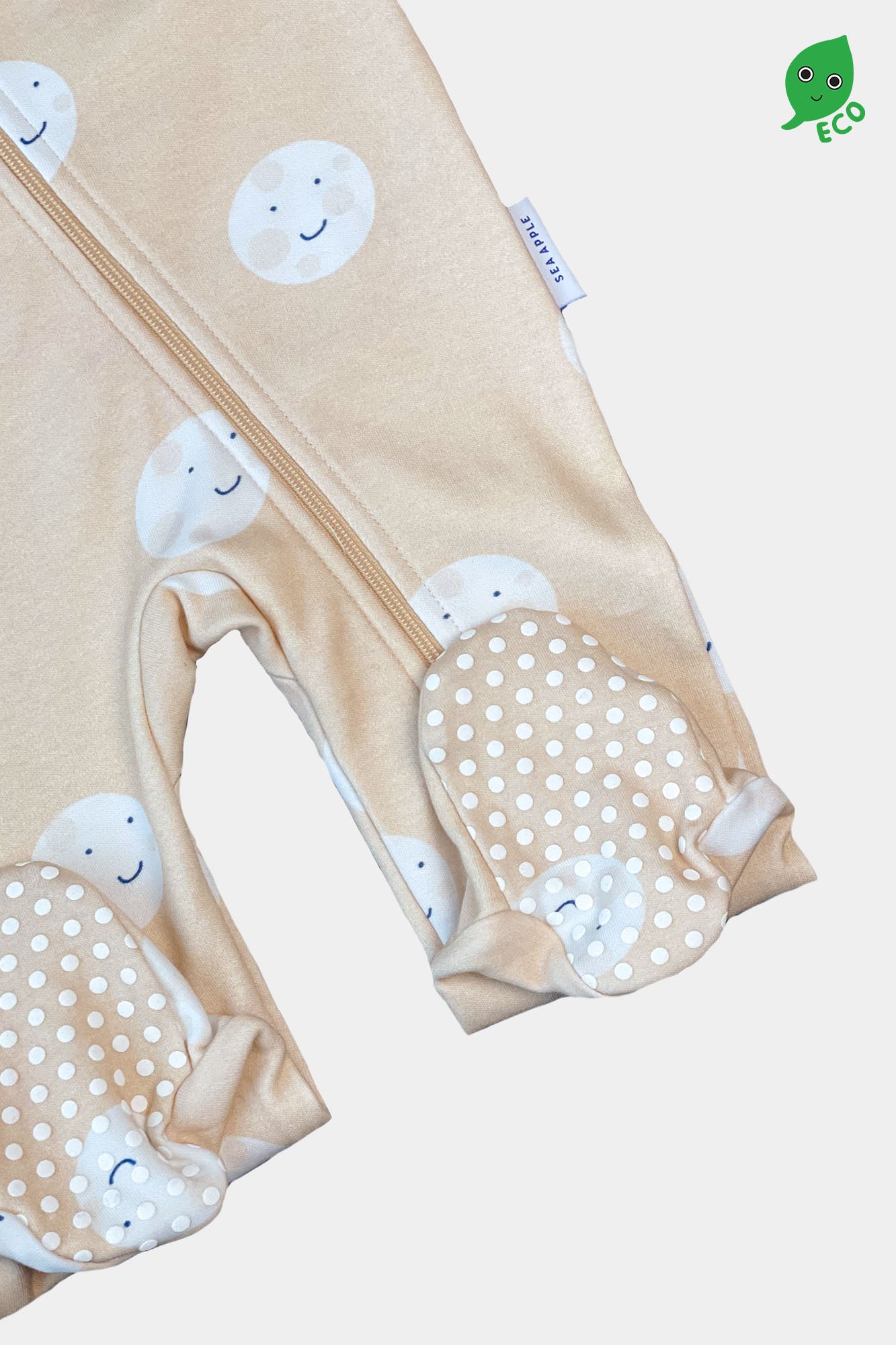 Happy Moon Beige Baby Sleepsuit
