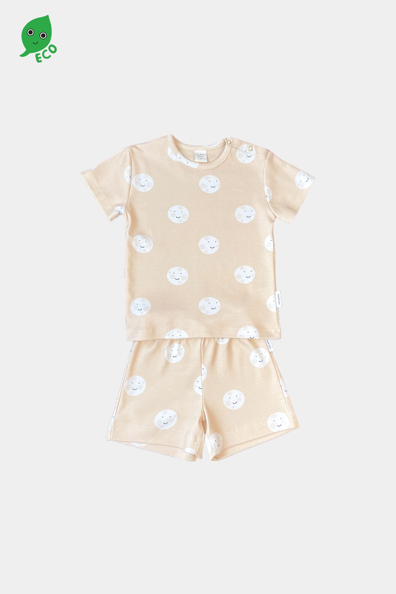 Happy Moon Beige Pyjamas Top & Shorts Set