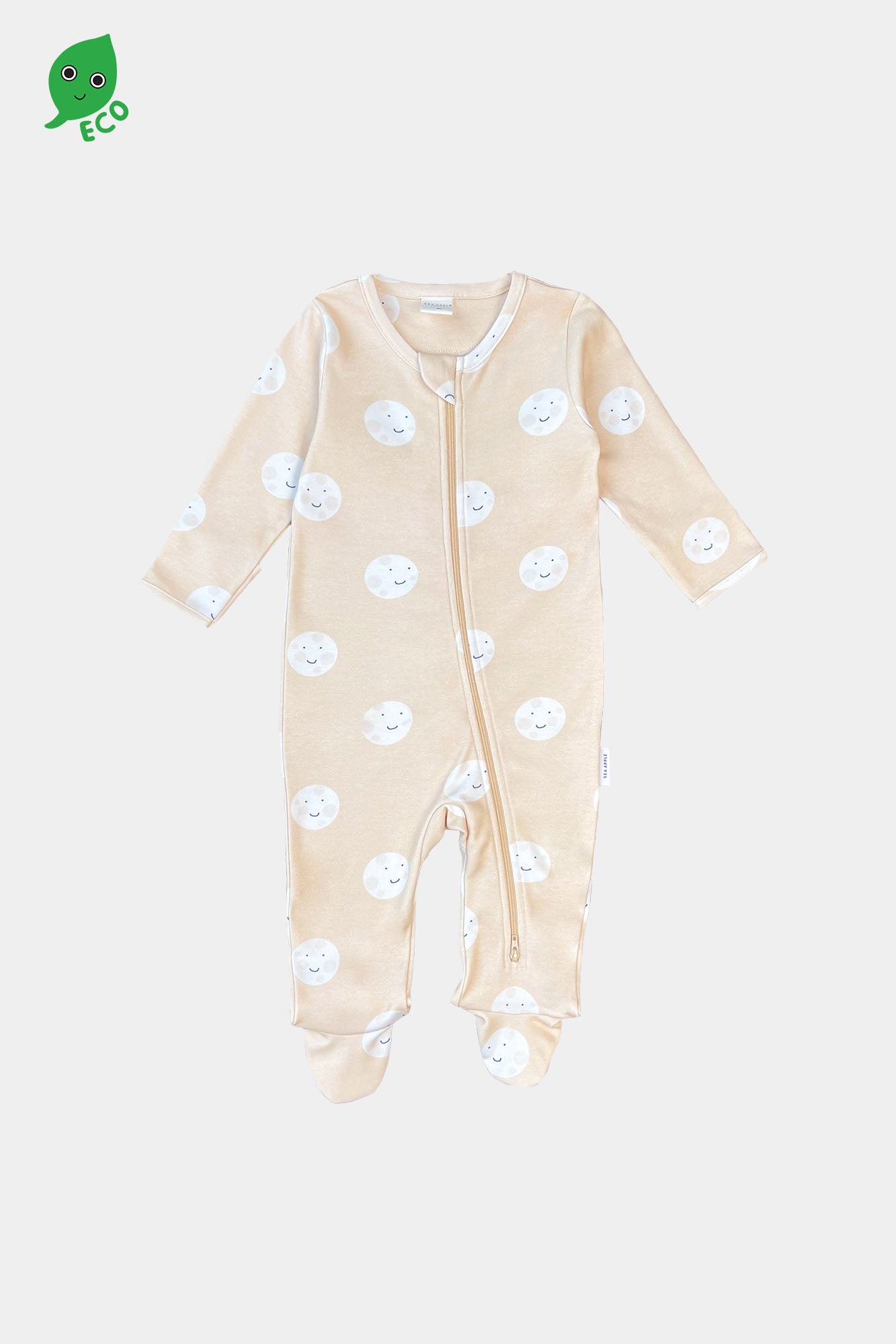 Happy Moon Beige Baby Sleepsuit