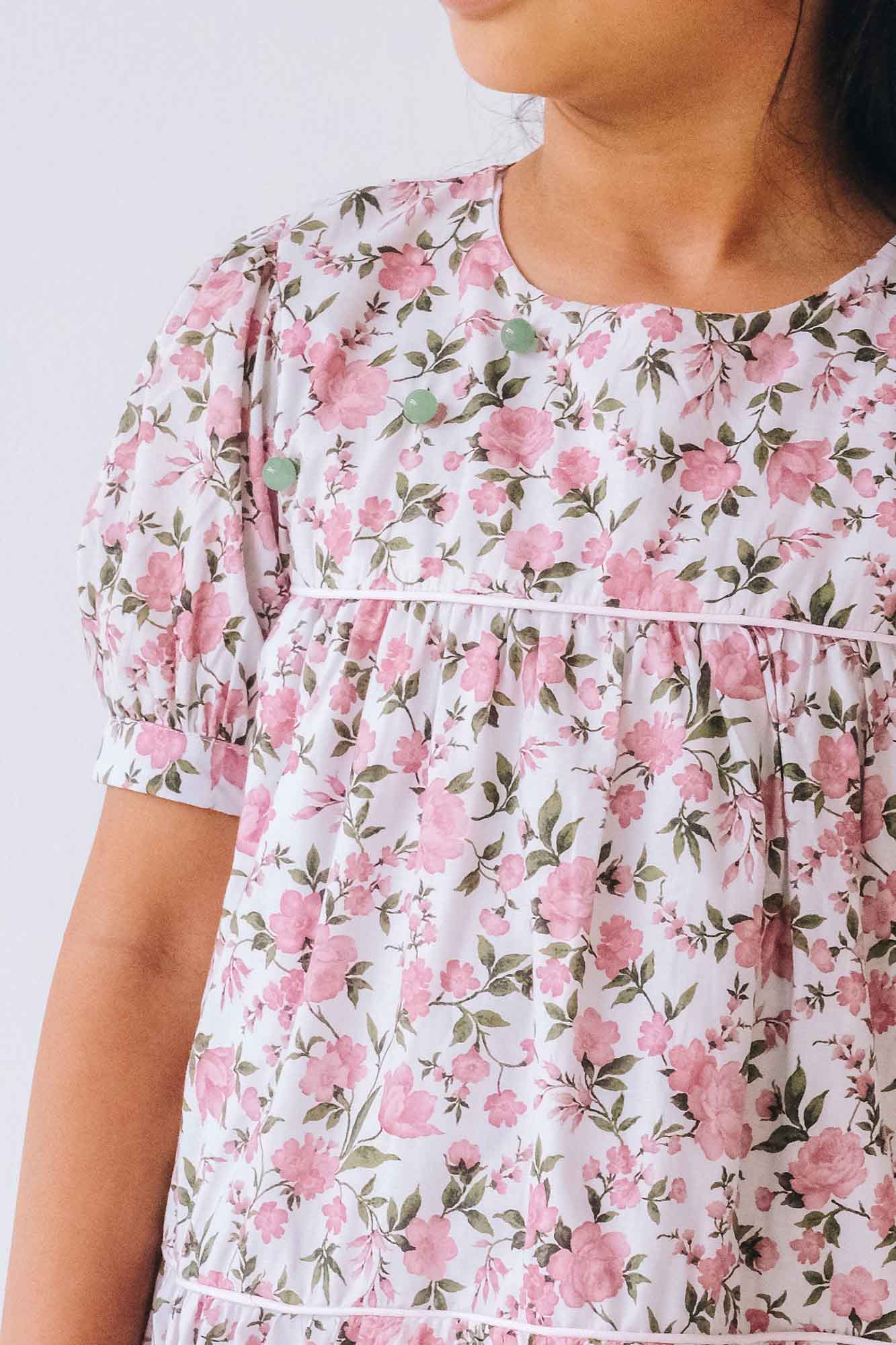 Pink Rosebud Smock Dress