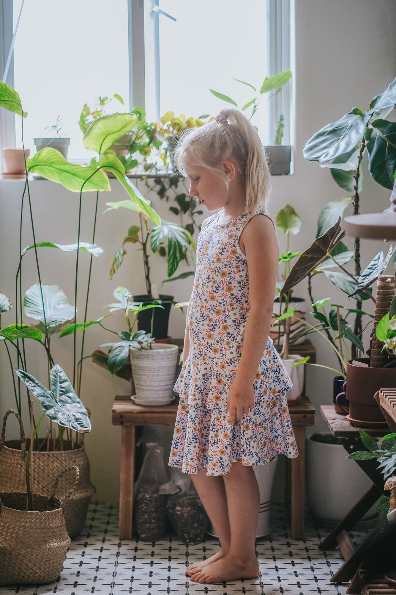 Folksy Flower Two Tiered Sleeveless Dress
