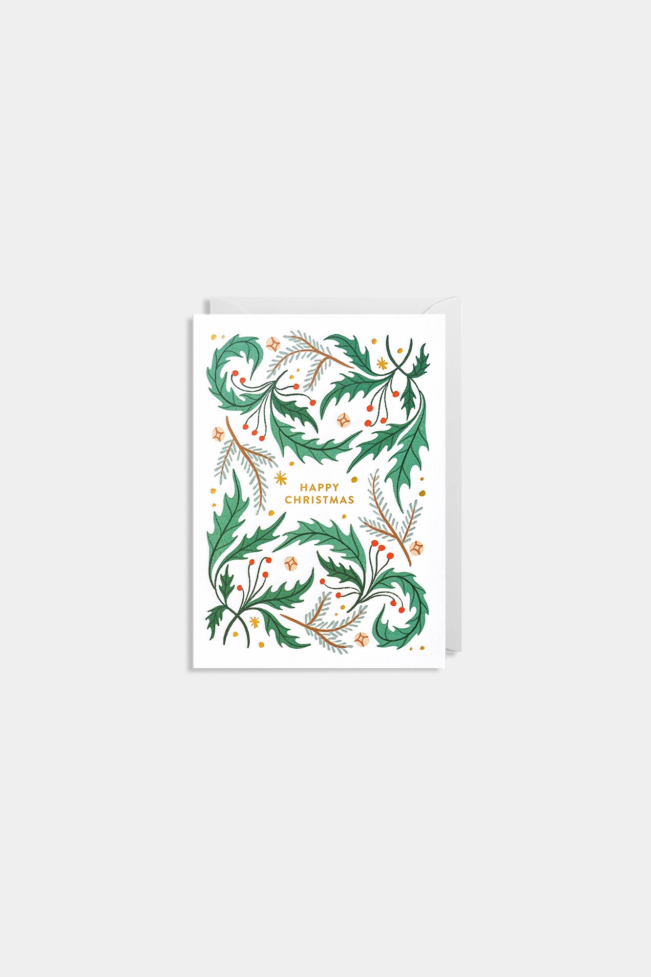 Holly Branches Happy Christmas Greeting Card