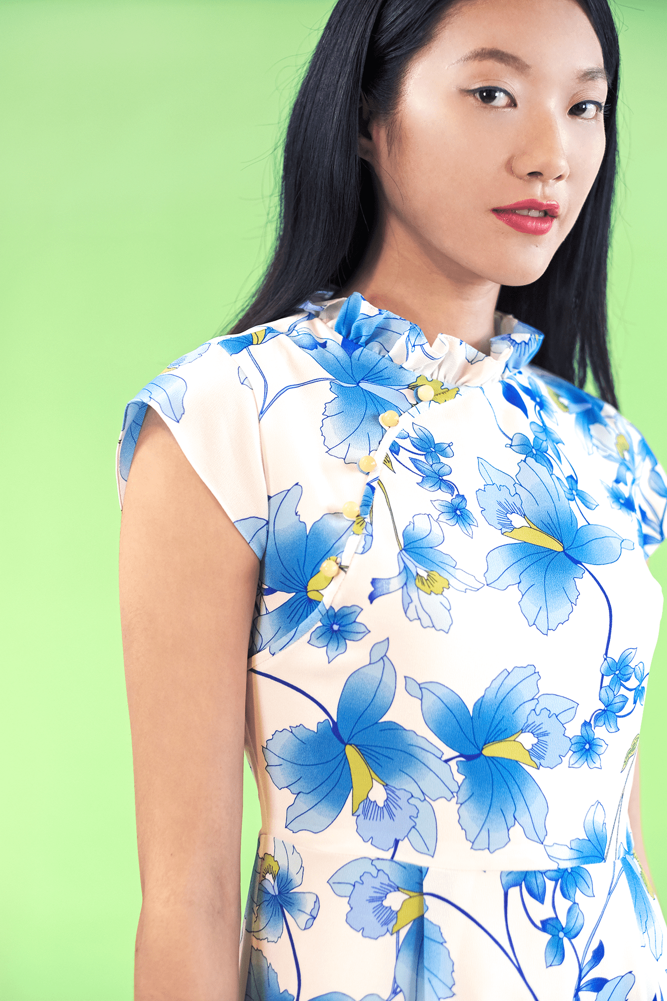 Sea Apple BLUE CHINA CAP SLEEVE CHEONGSAM
