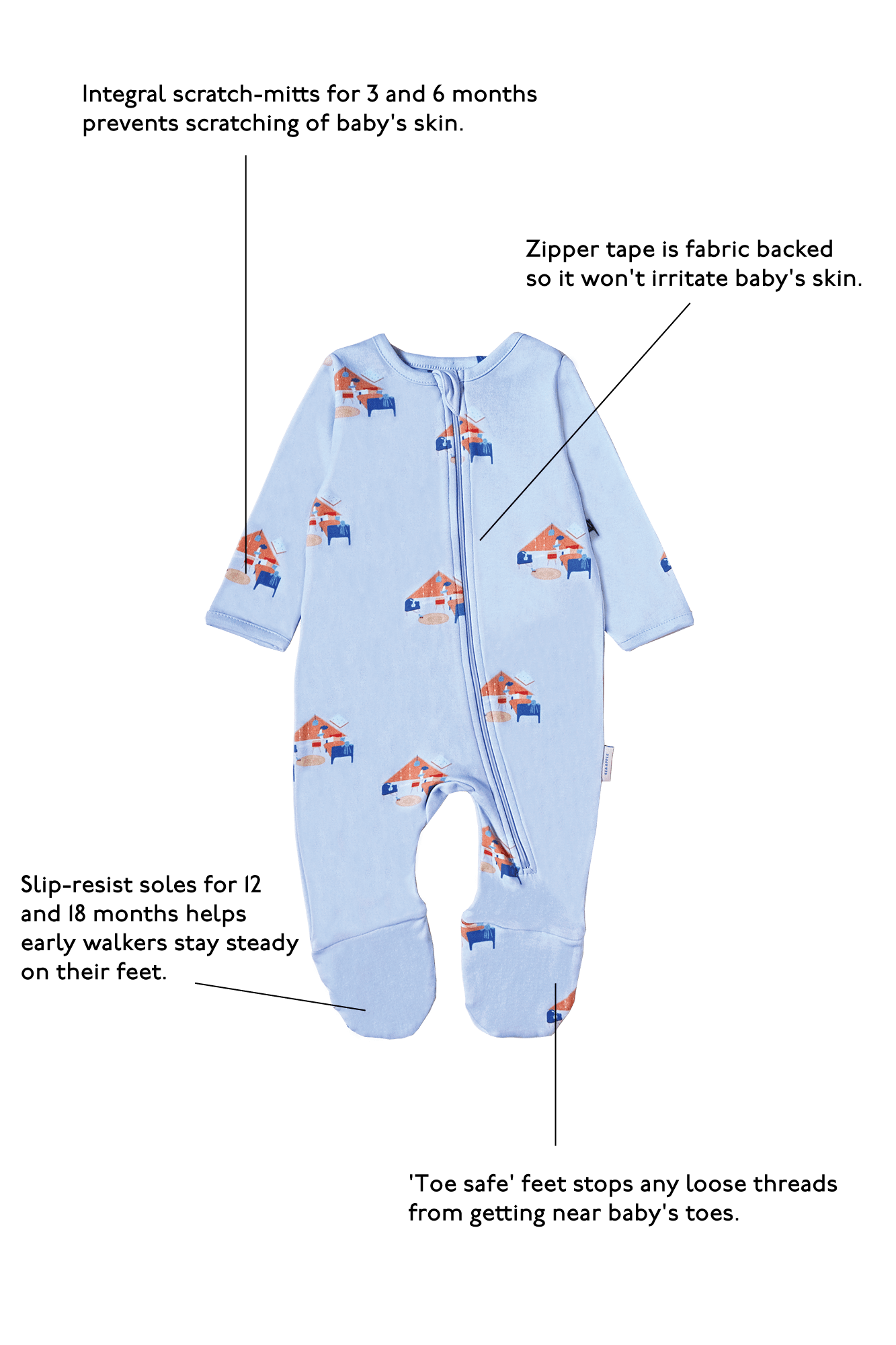 Sea Apple One Pieces Goodnight Room Periwinkle Baby Sleepsuit