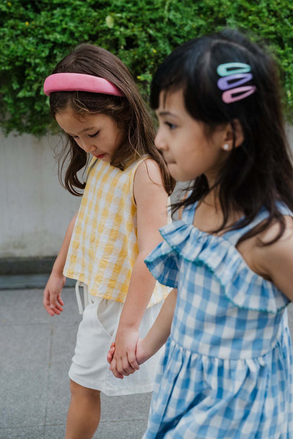 Yellow Check Boxy Tank &amp; Shorts Set