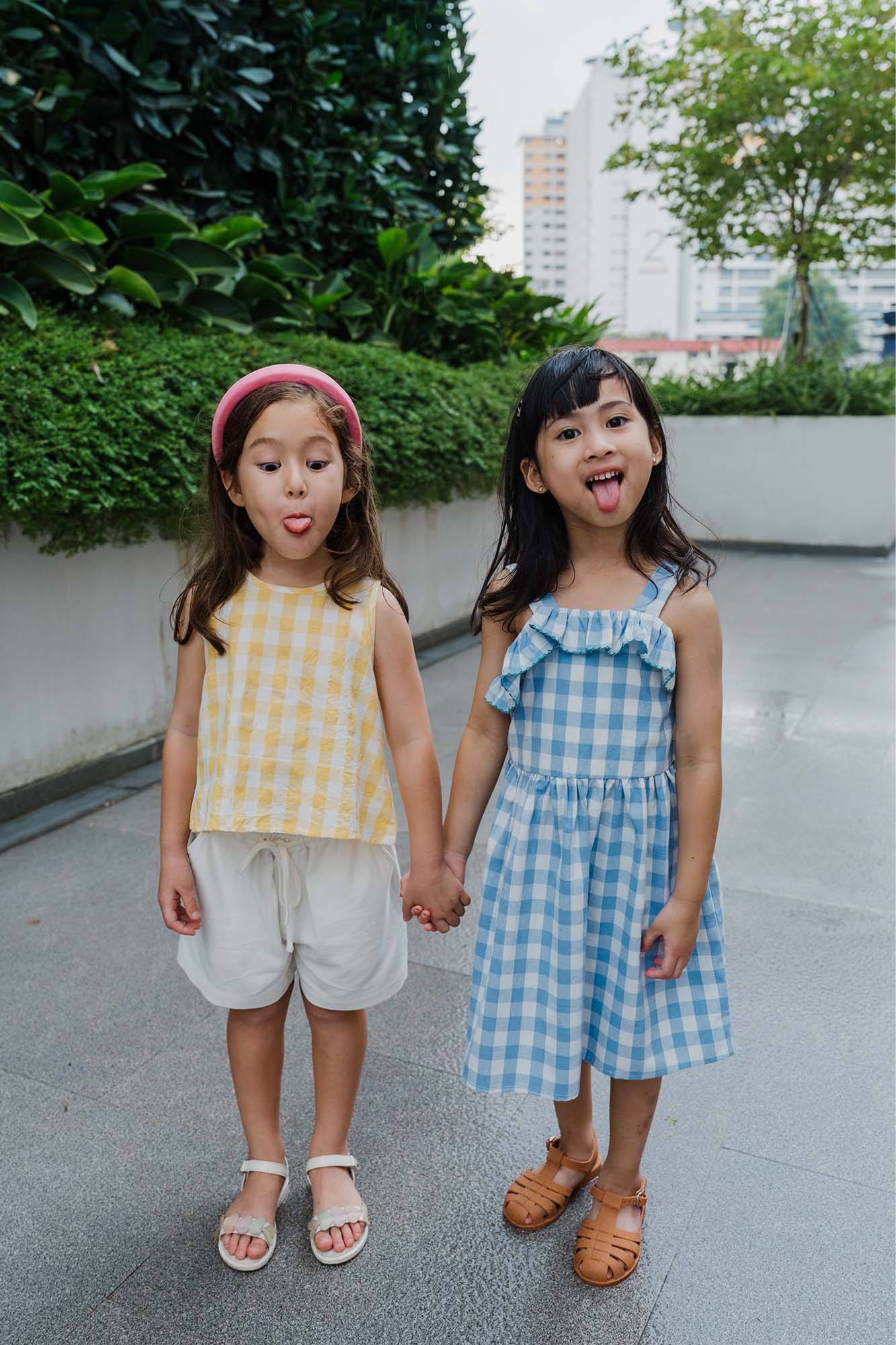 Yellow Check Boxy Tank &amp; Shorts Set