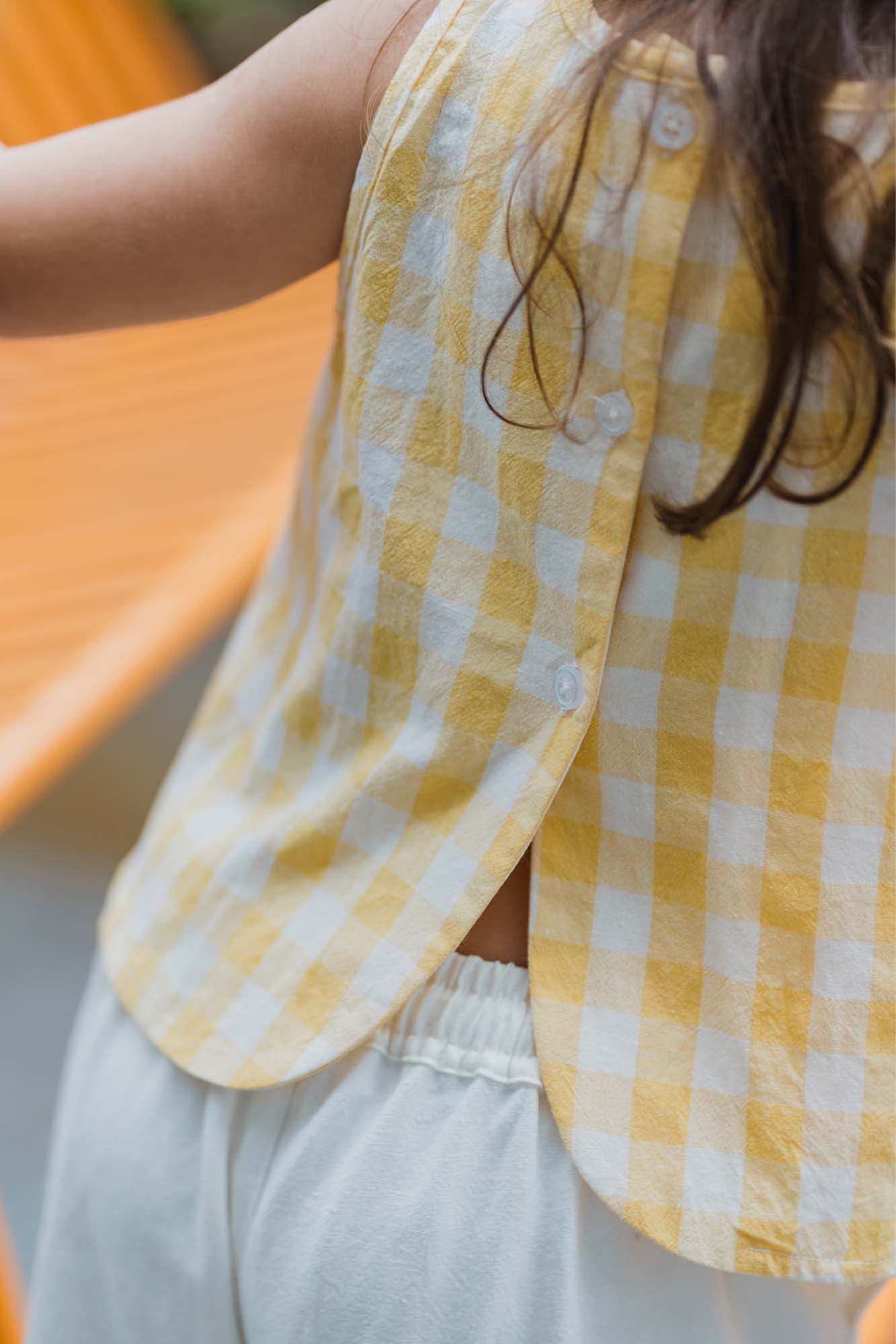 Yellow Check Boxy Tank &amp; Shorts Set