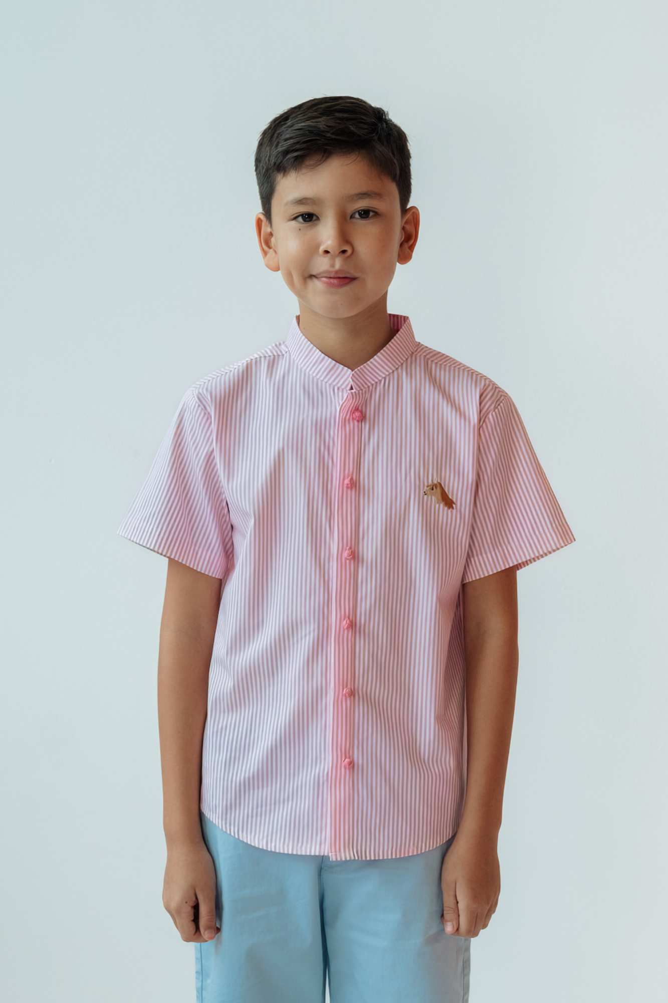 Pink Stripe Mandarin Shirt