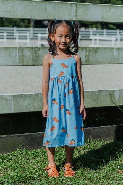 Horse Blue Midi Dress