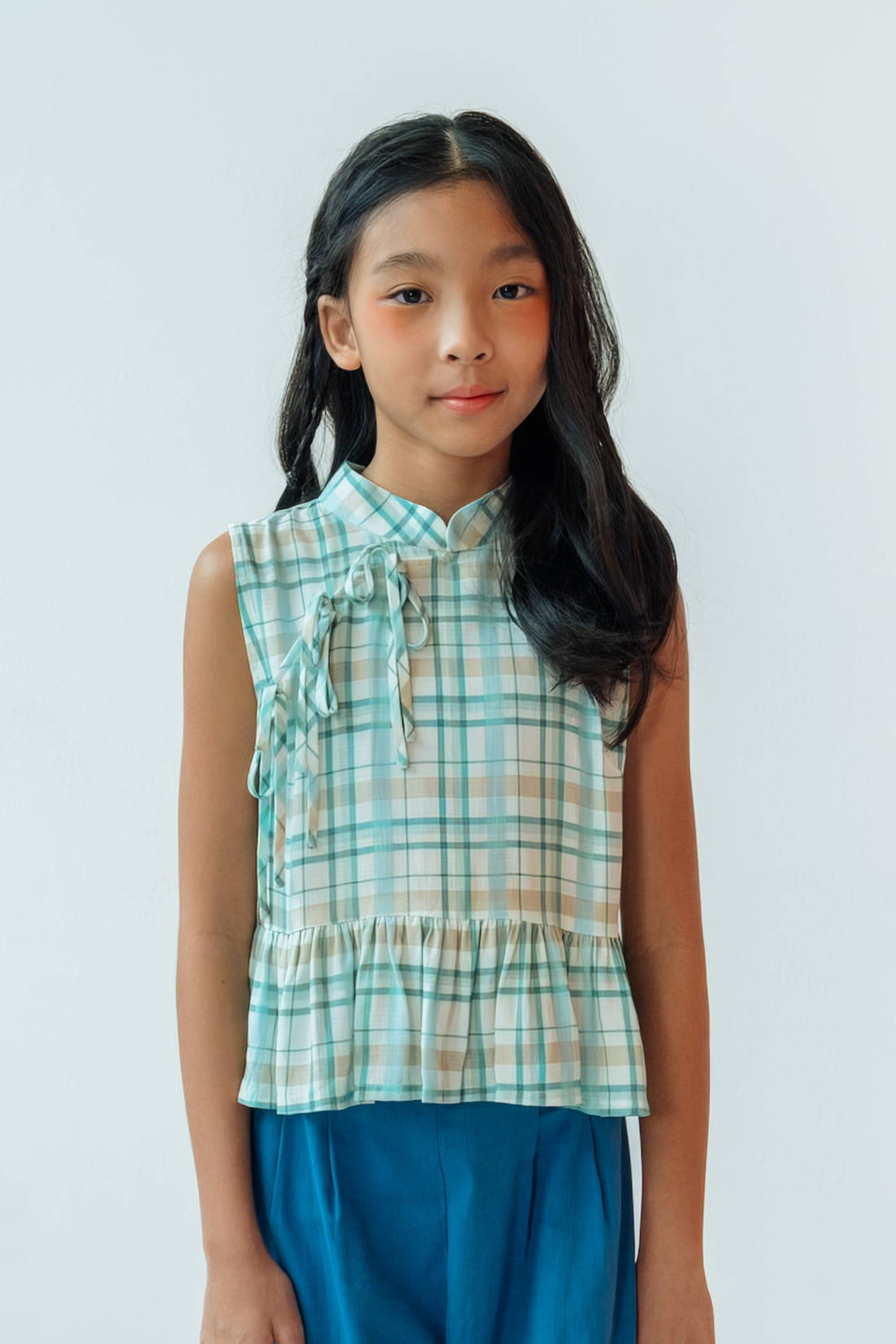 Teal Plaid Tweens Zoey Top