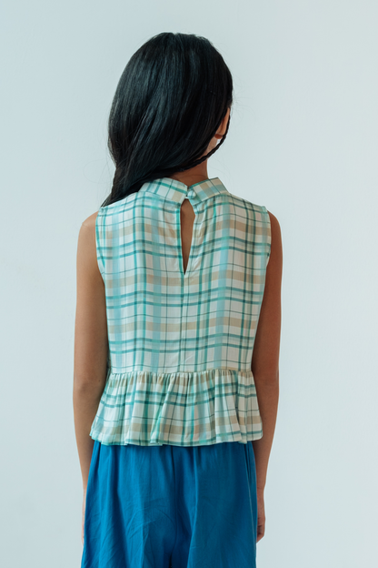 Teal Plaid Tweens Zoey Top