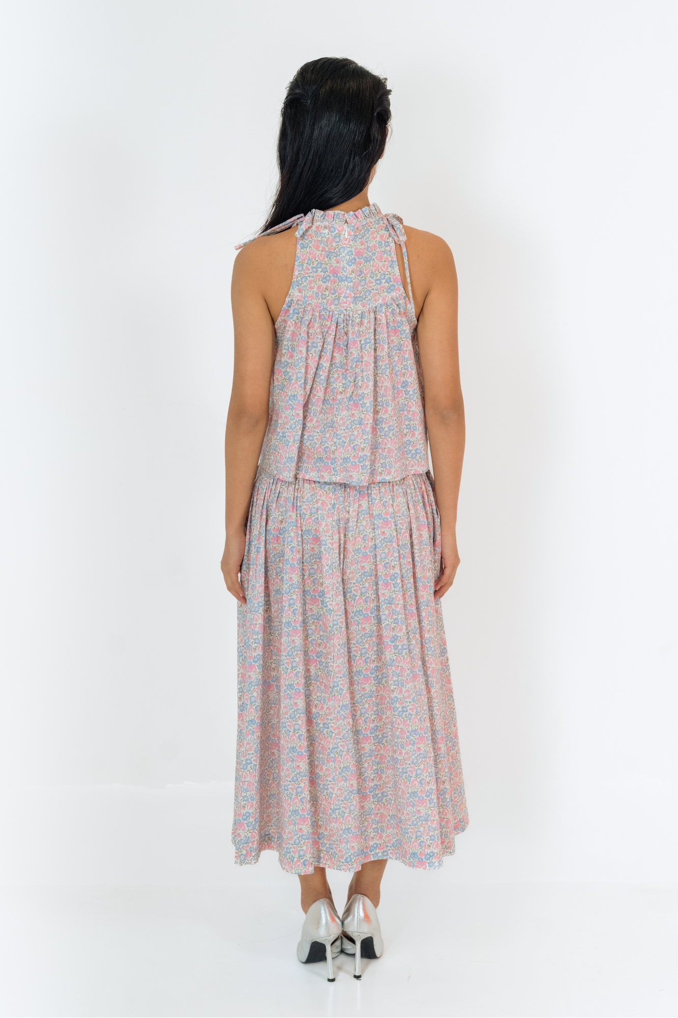 Morning Bloom Ruffled Halter Top &amp; Gathered Skirt Set