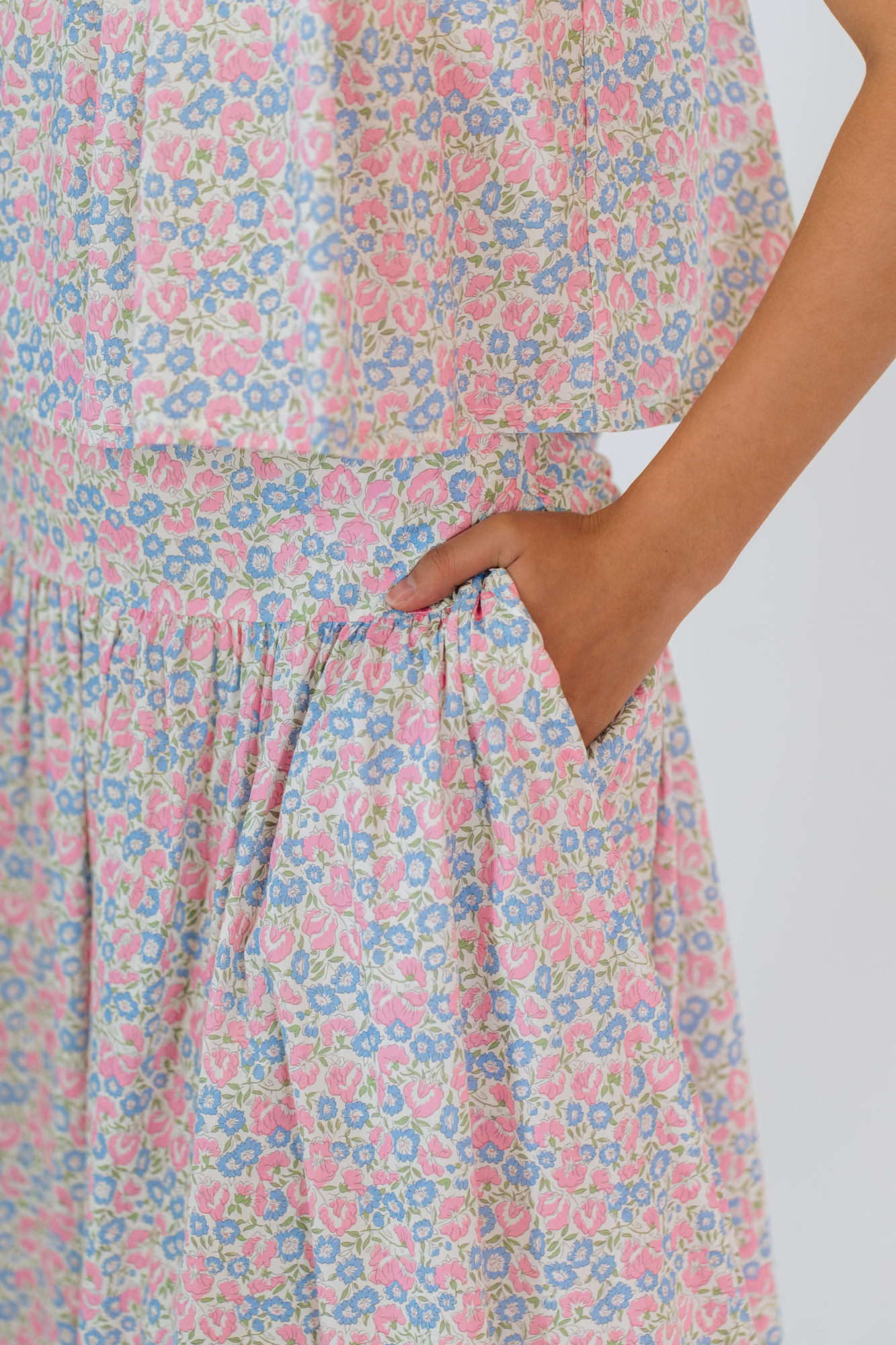 Morning Bloom Ruffled Halter Top &amp; Gathered Skirt Set