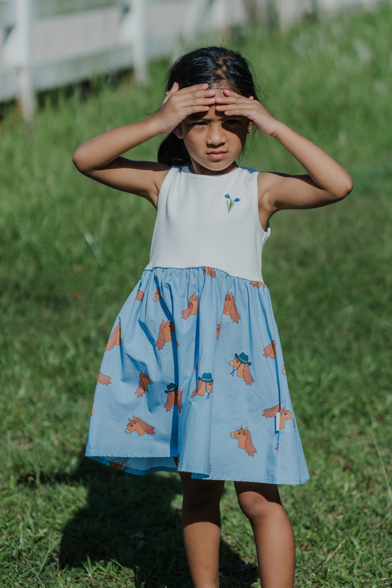 Horse Blue Splice Dress