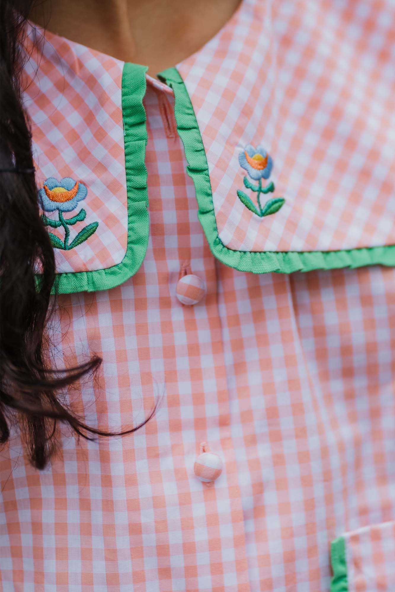 Peach Check Phoebe Two Piece Set