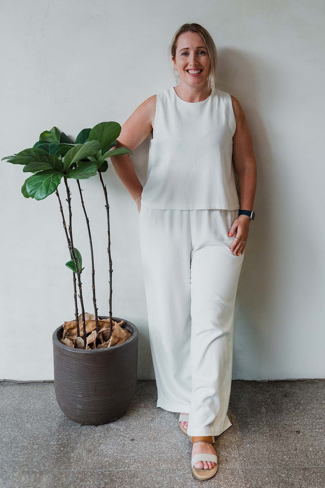 Ecru Boxy Tank & Relaxed Pants Set