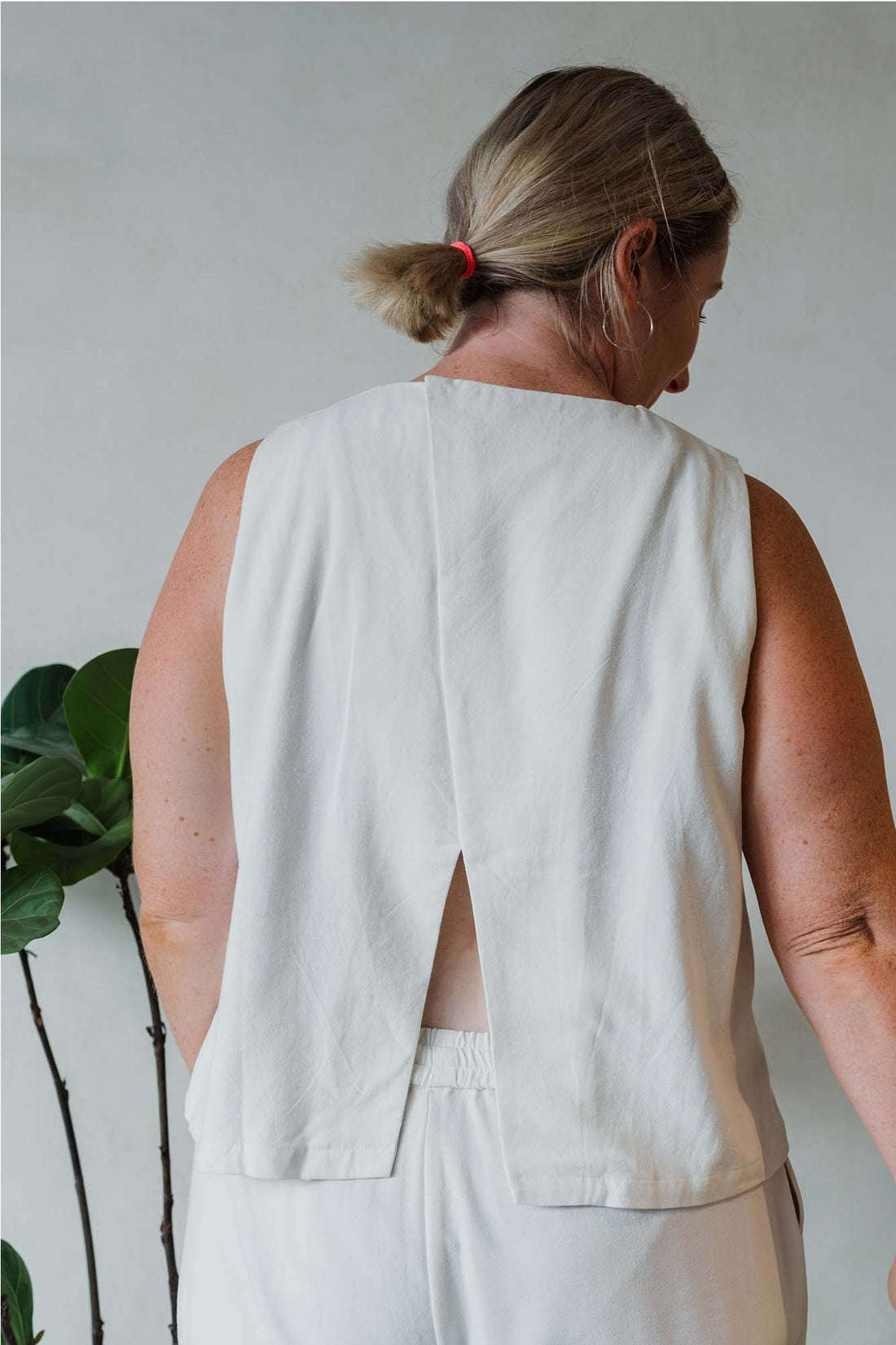 Ecru Boxy Tank &amp; Relaxed Pants Set