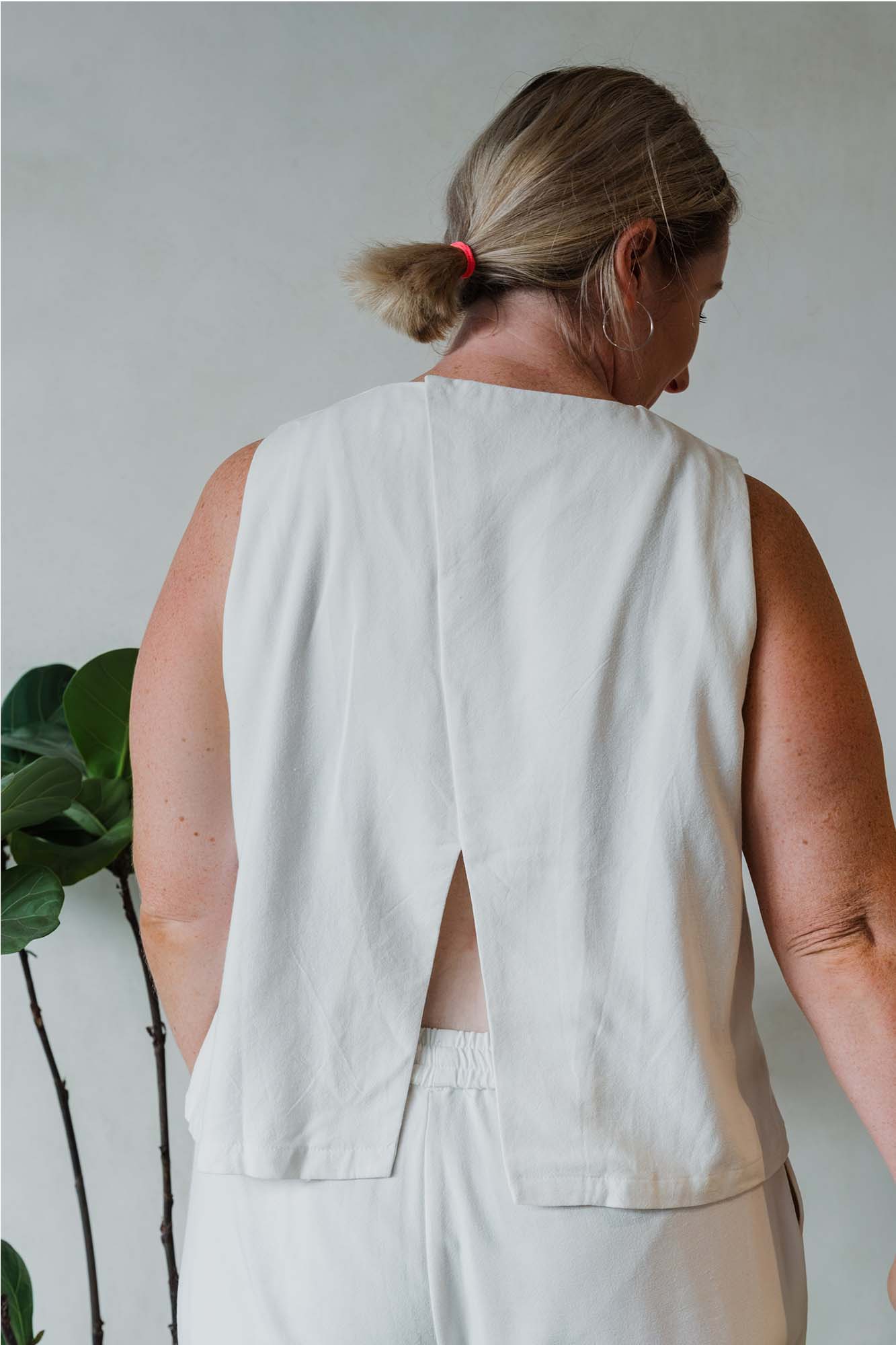 Ecru Boxy Tank &amp; Relaxed Pants Set
