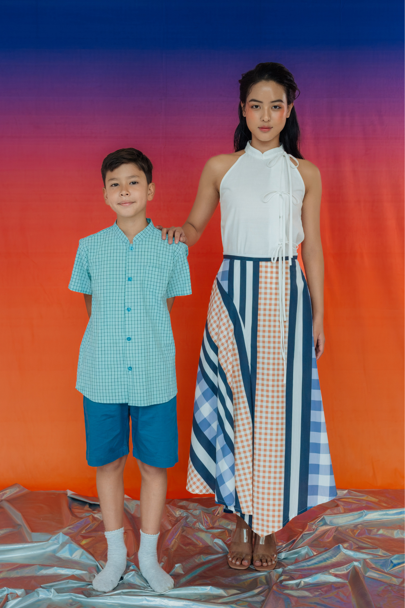 Slate Check Mandarin Shirt