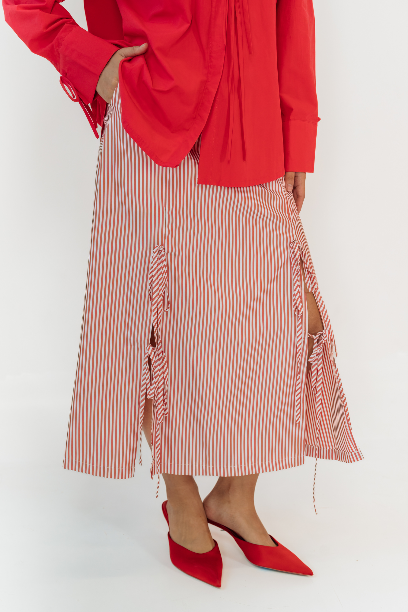 Ruby Stripe Skirt With Ties